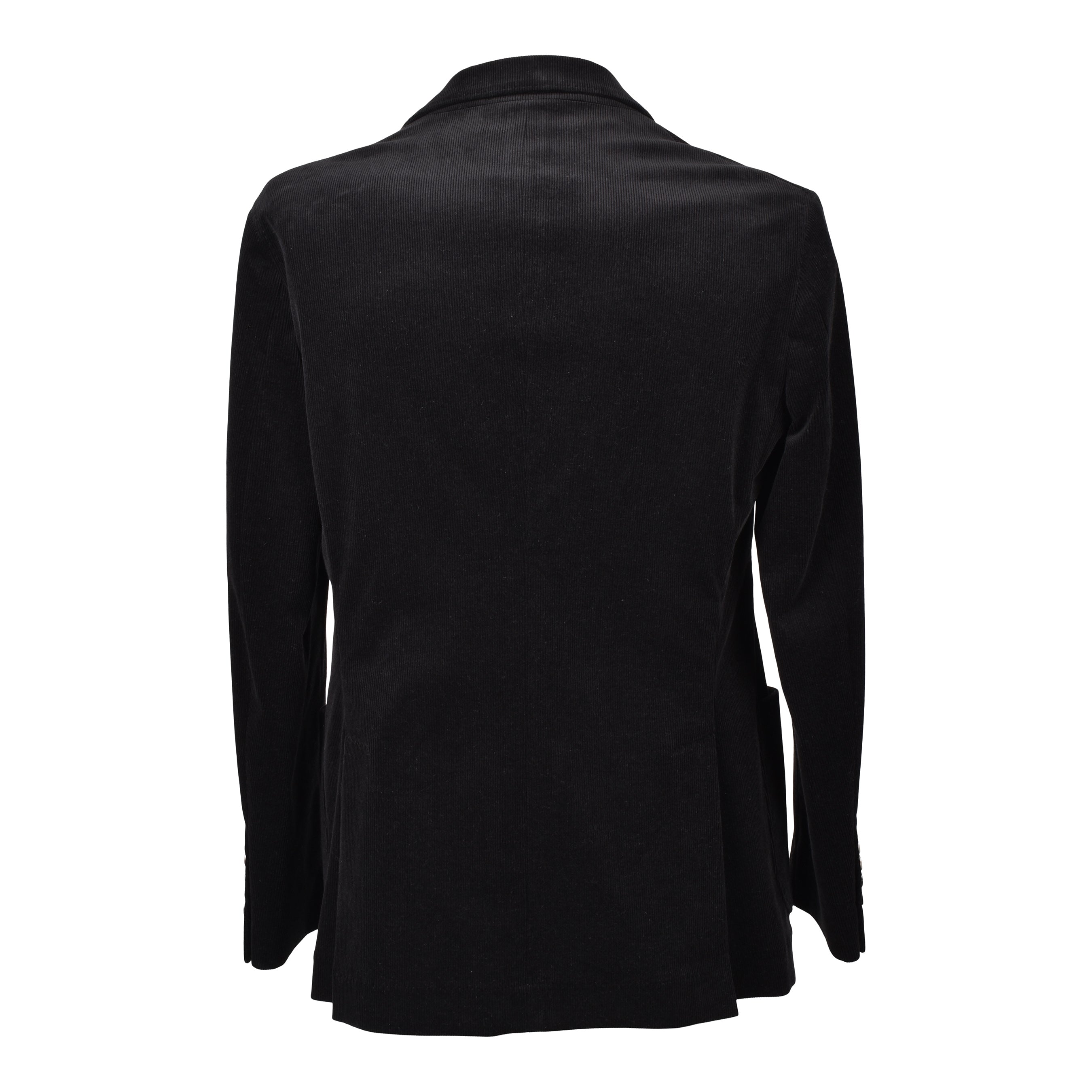 BRUNELLO CUCINELLI MEN'S JET BLACK CORDUROY DOUBLE-BREASTED SUIT