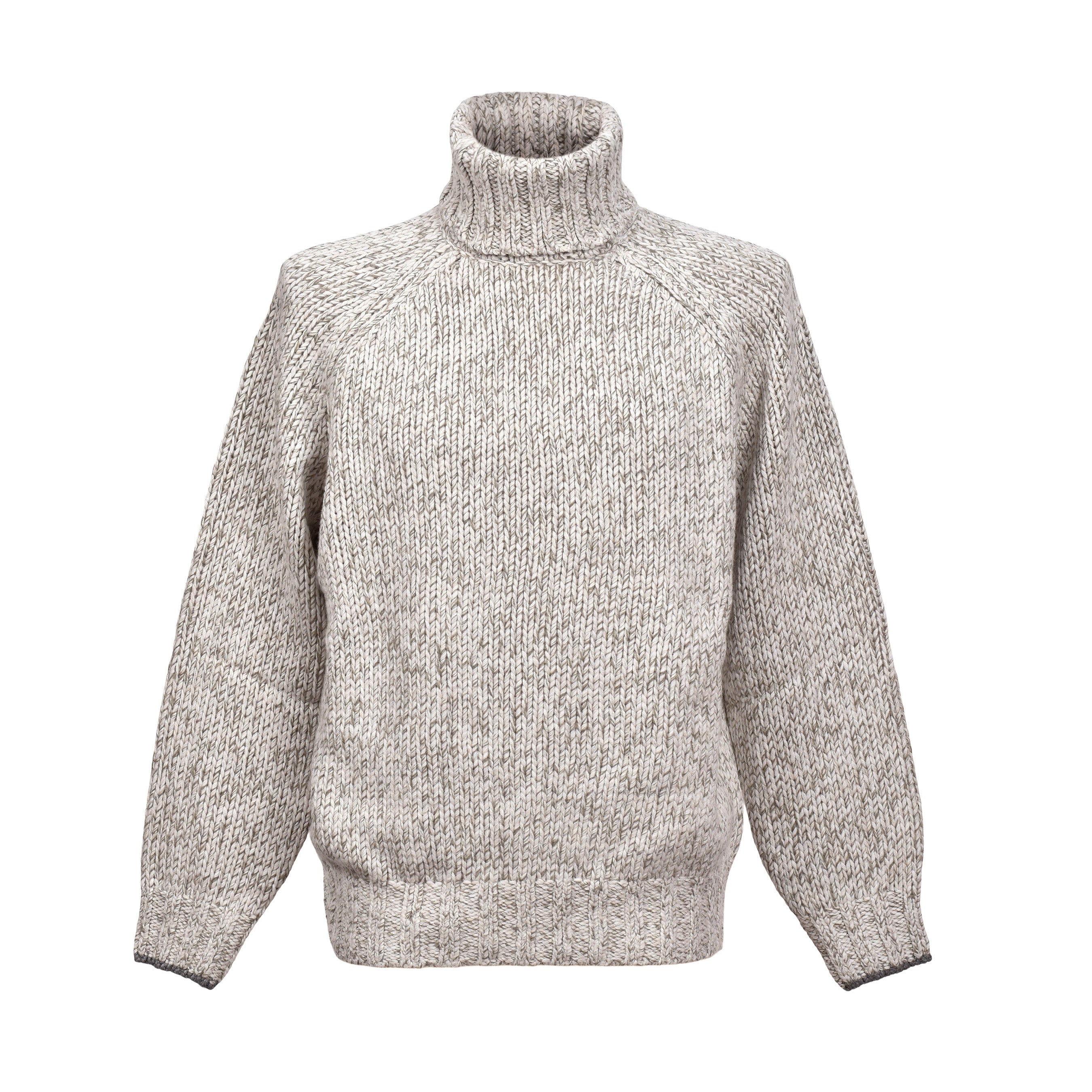 BRUNELLO CUCINELLI MEN'S GRAY CASHMERE KNIT TURTLENECK SWEATER