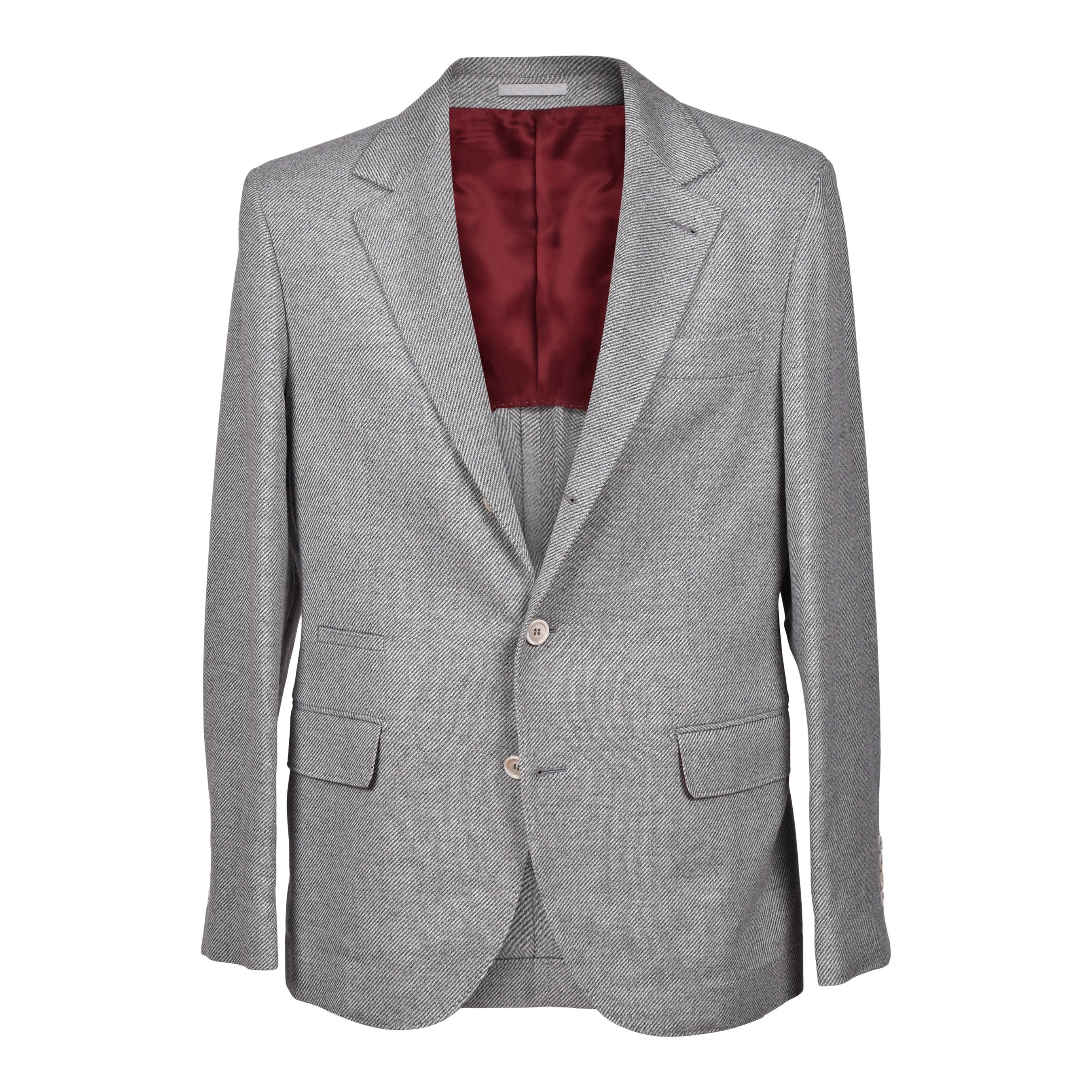 BRUNELLO CUCINELLI MEN'S GRAY CASHMERE BLEND HERRINGBONE BLAZER