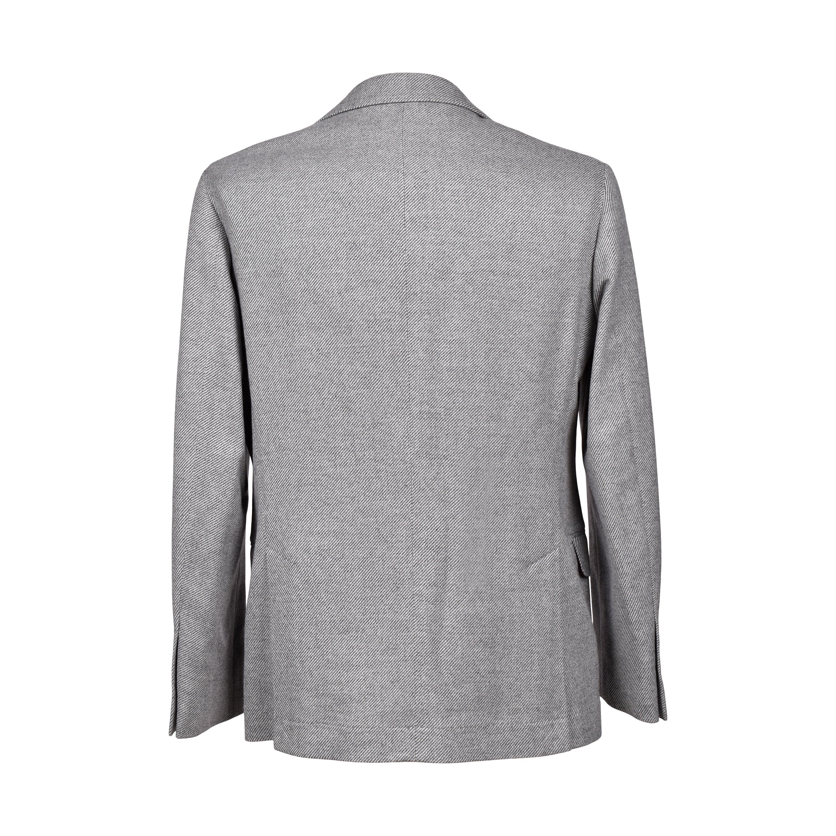 BRUNELLO CUCINELLI MEN'S GRAY CASHMERE BLEND HERRINGBONE BLAZER