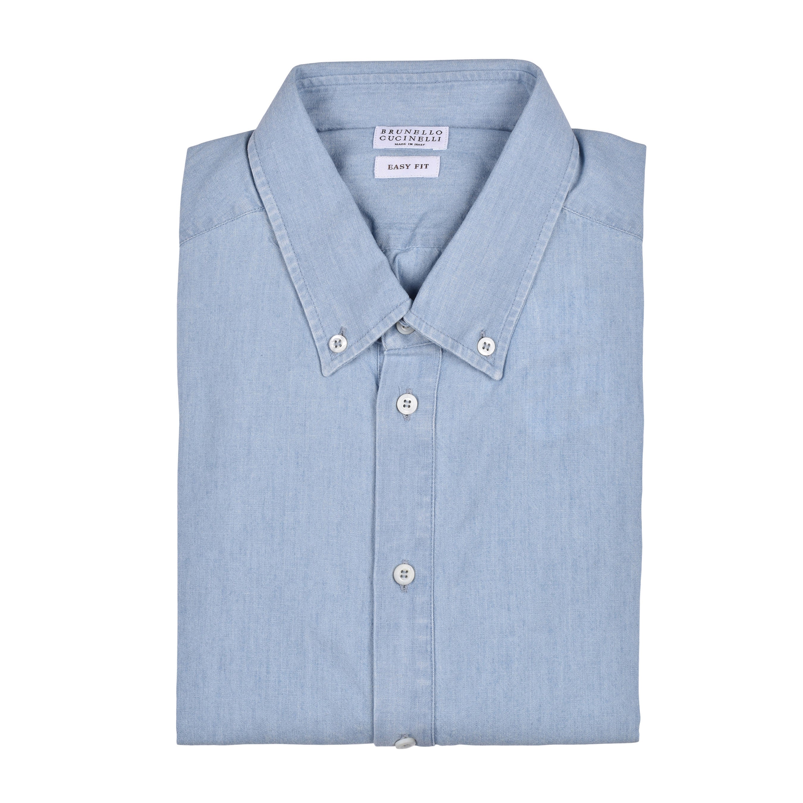 BRUNELLO CUCINELLI MEN'S LIGHT BLUE BUTTON-DOWN SHIRT