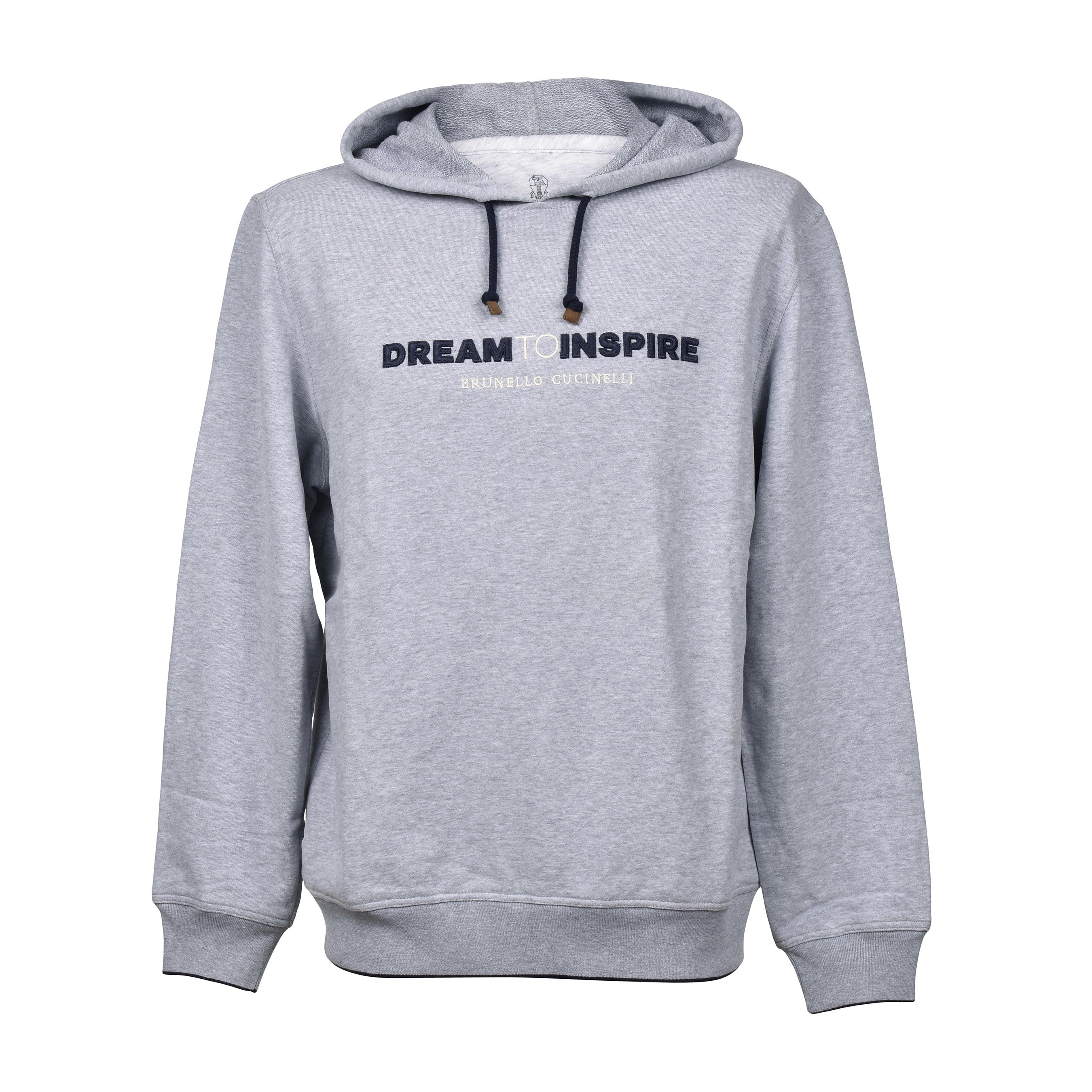 BRUNELLO CUCINELLI MEN'S GRAY LOGO HOODIE SWEATSHIRT