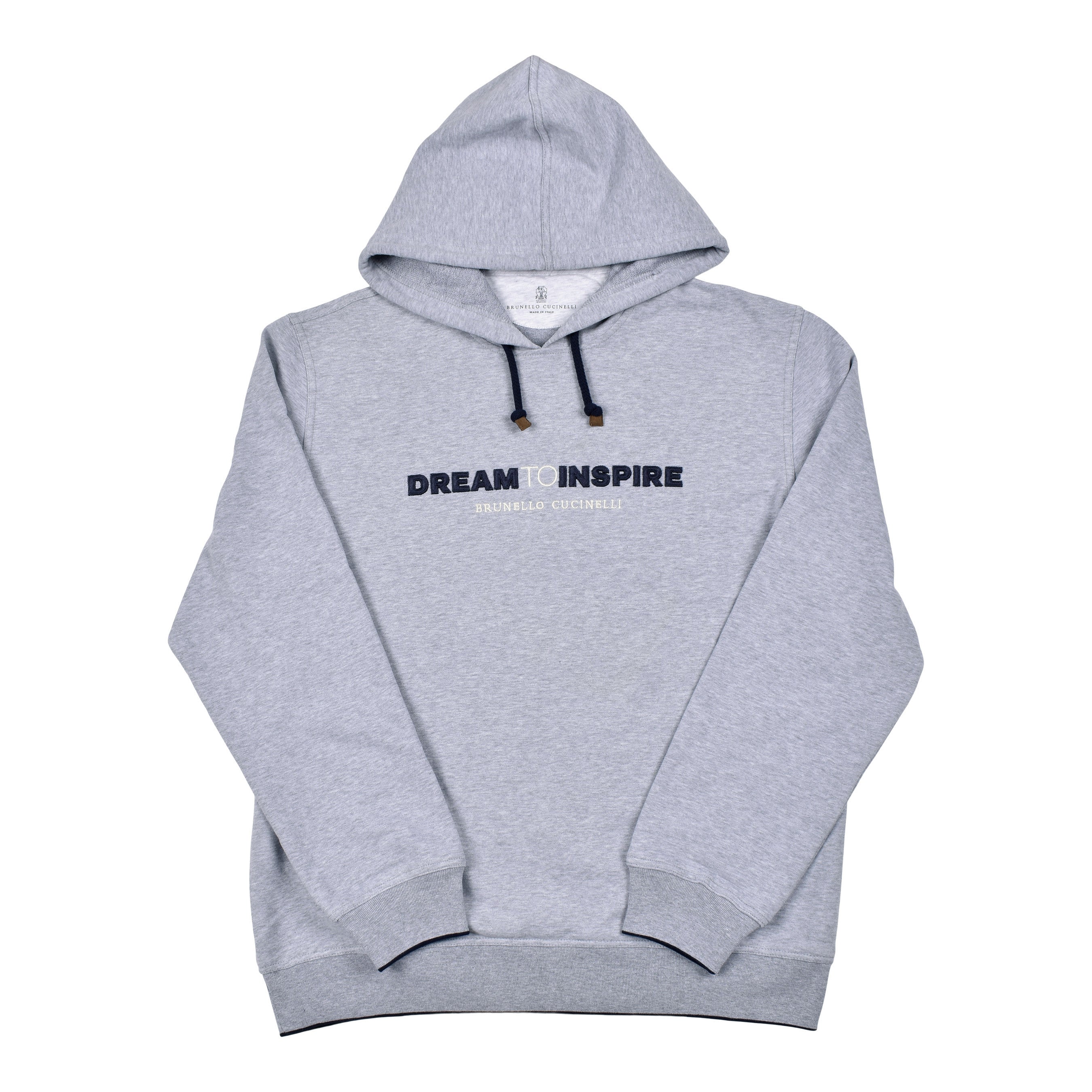 BRUNELLO CUCINELLI MEN'S GRAY LOGO HOODIE SWEATSHIRT