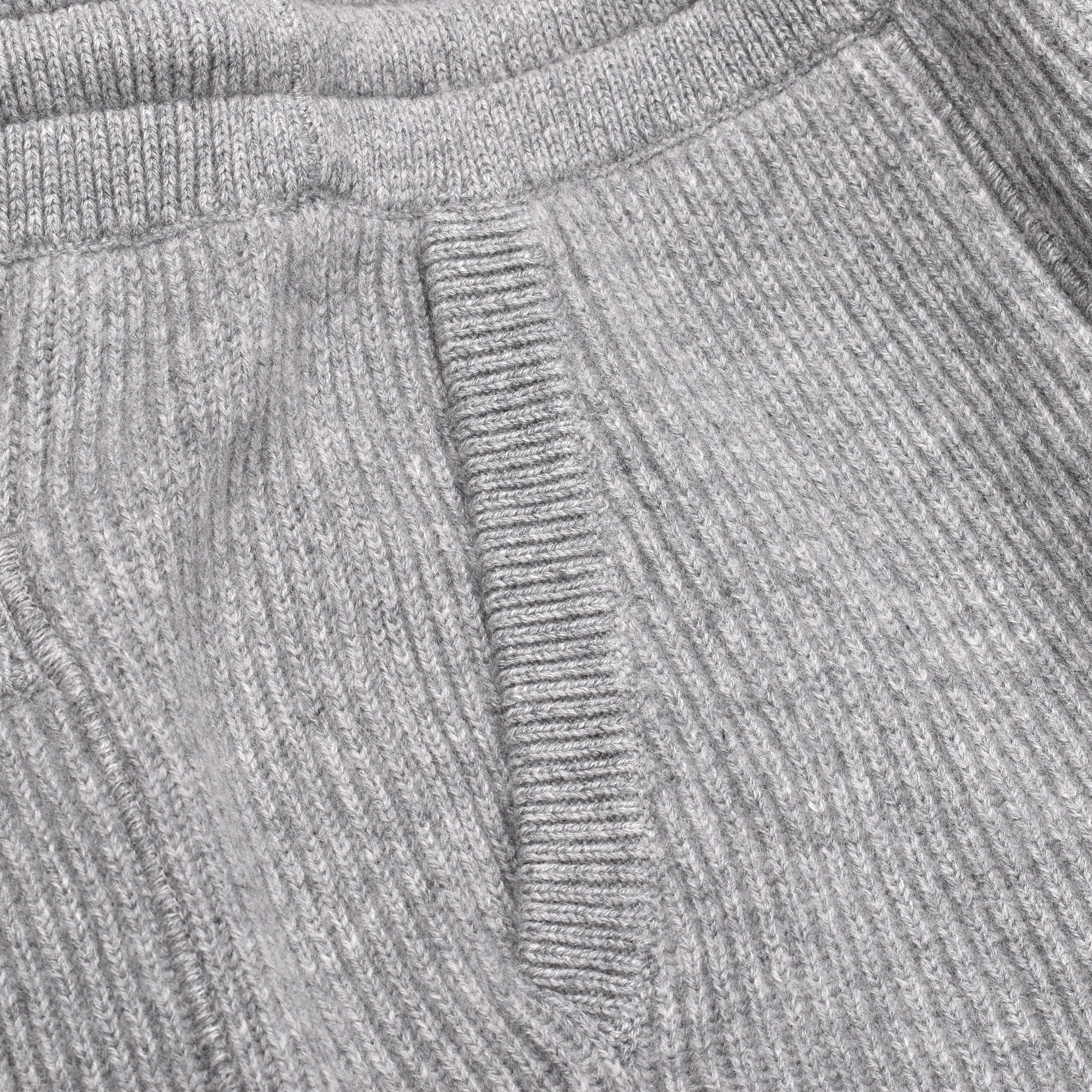 BRUNELLO CUCINELLI MEN'S GRAY CASHMERE RIBBED TROUSERS