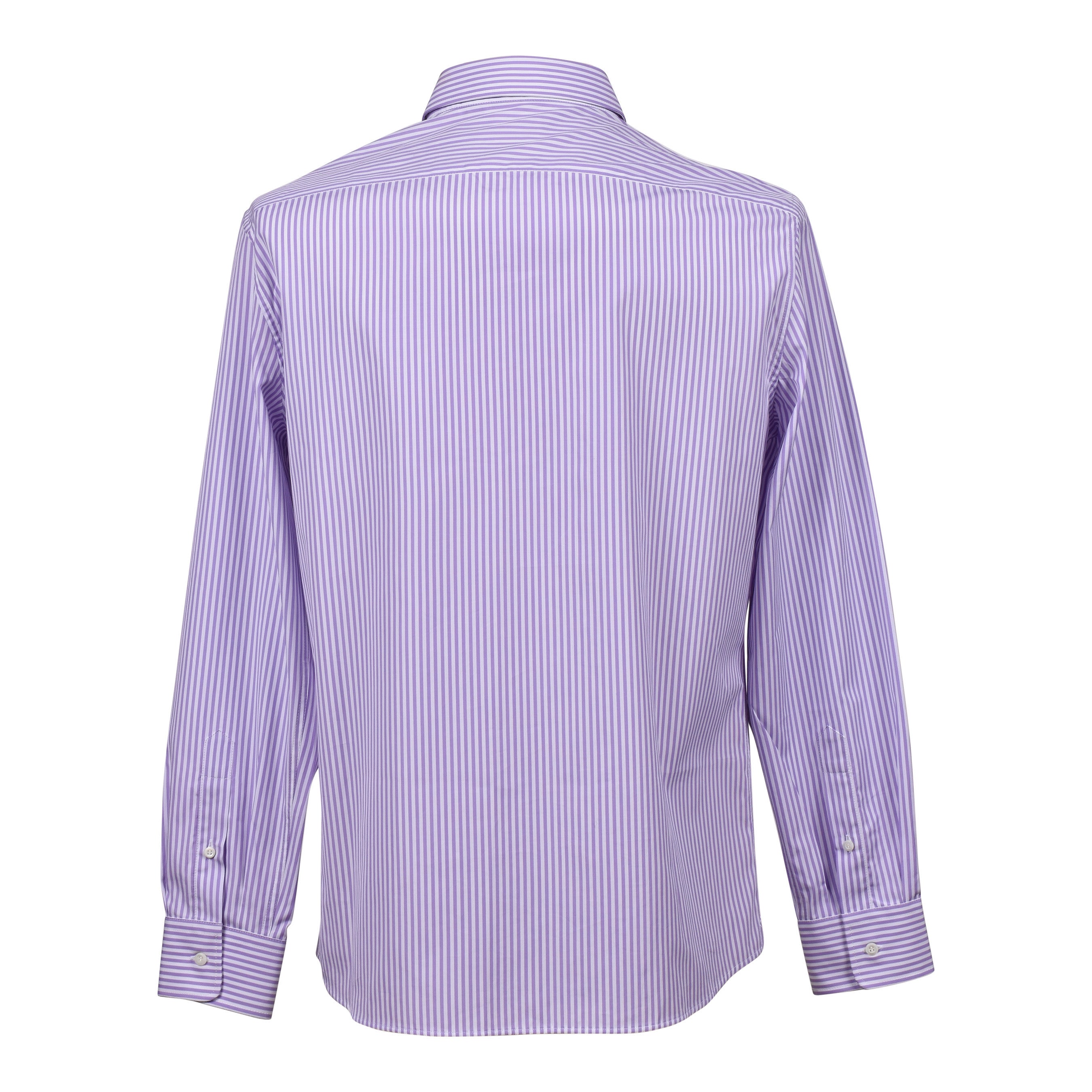 BRUNELLO CUCINELLI MEN'S MAGENTA STRIPED DRESS SHIRT