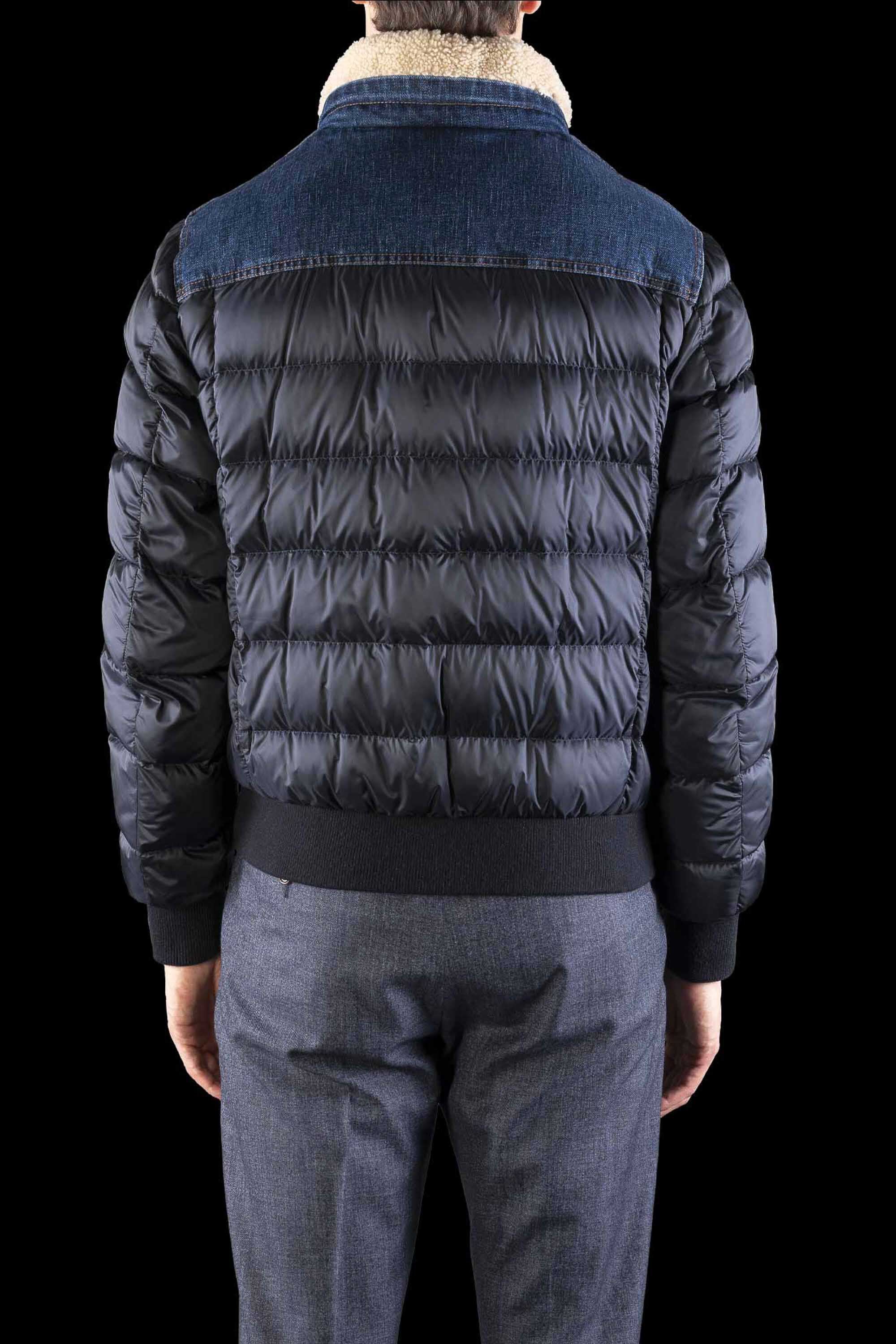 MOORER MEN'S BLUE QUILTED JACKET WITH DENIM ACCENTS
