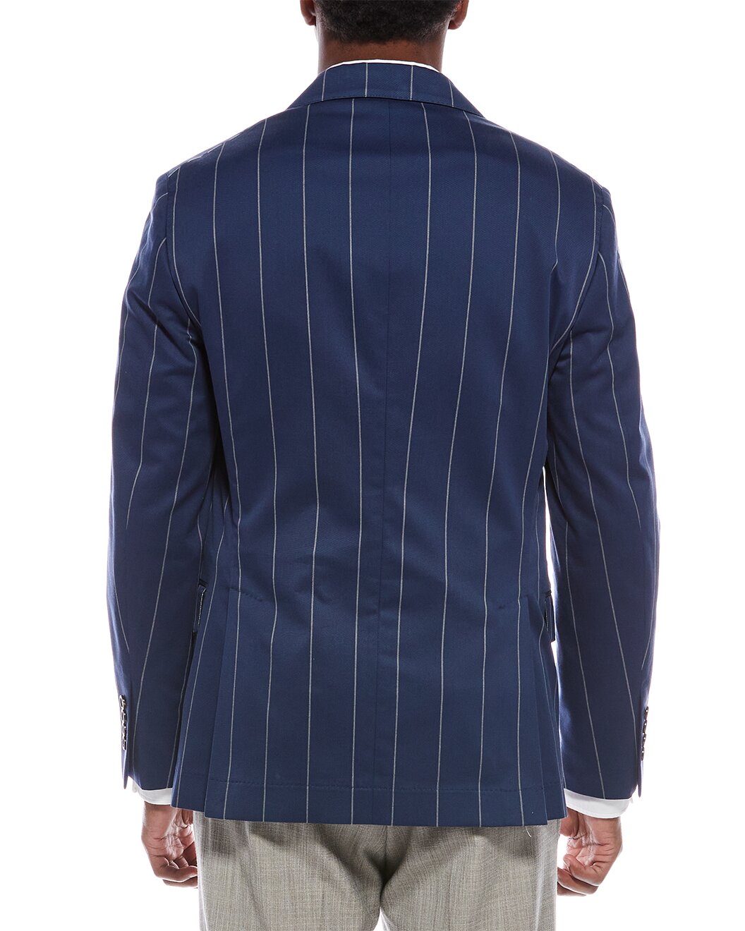 BRUNELLO CUCINELLI MEN'S INDIGO PINSTRIPE TAILORED BLAZER