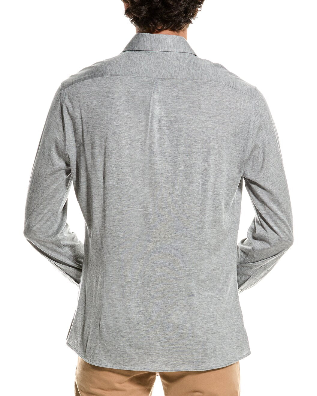 BRUNELLO CUCINELLI MEN'S GRAY LONG-SLEEVE BUTTON-UP SHIRT