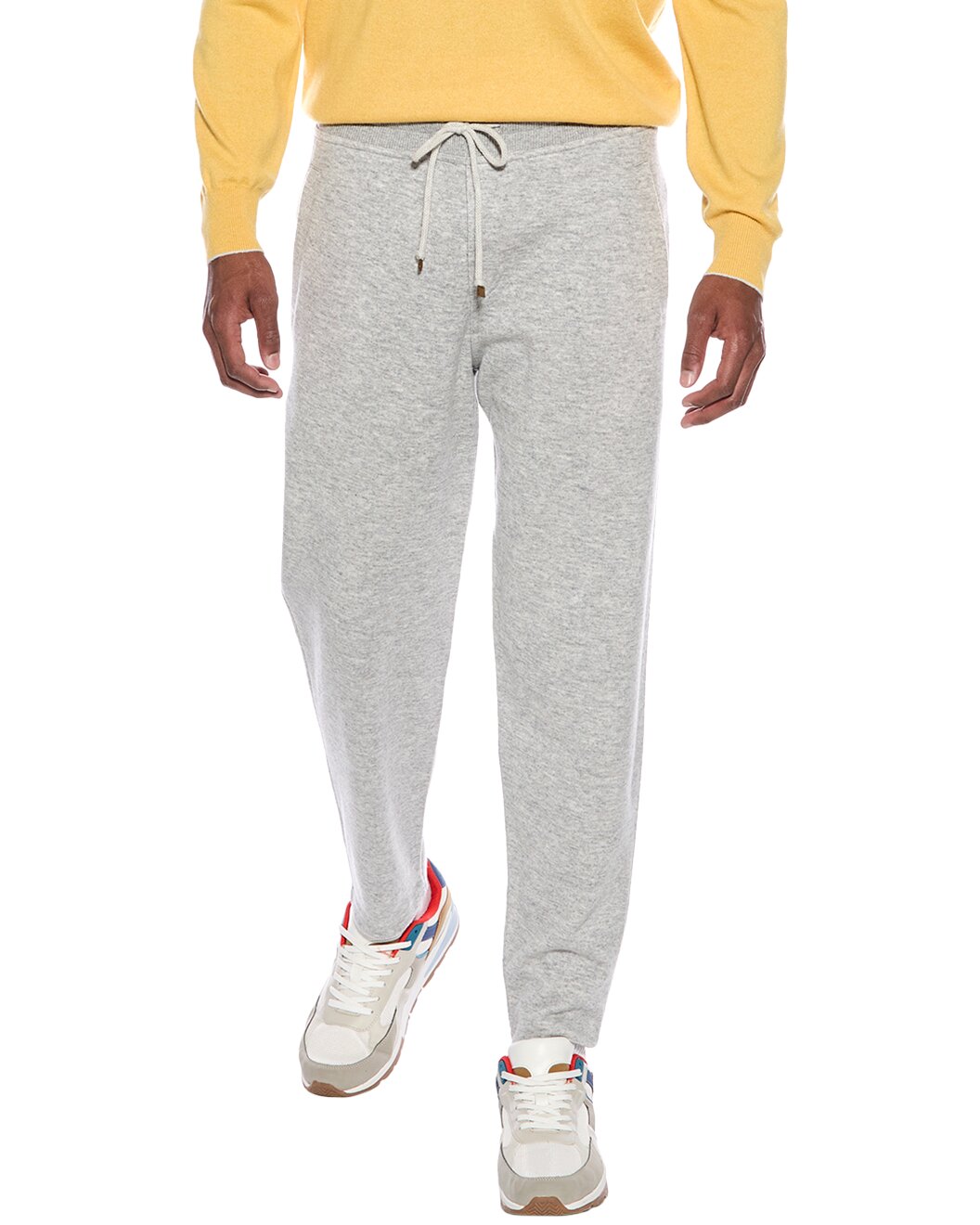 BRUNELLO CUCINELLI MEN'S GRAY DRAWSTRING KNIT TROUSERS