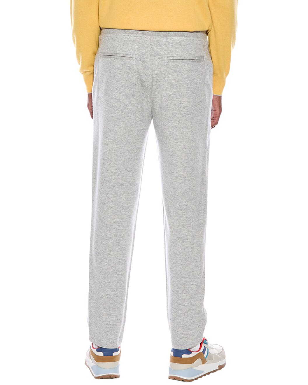 BRUNELLO CUCINELLI MEN'S GRAY DRAWSTRING KNIT TROUSERS