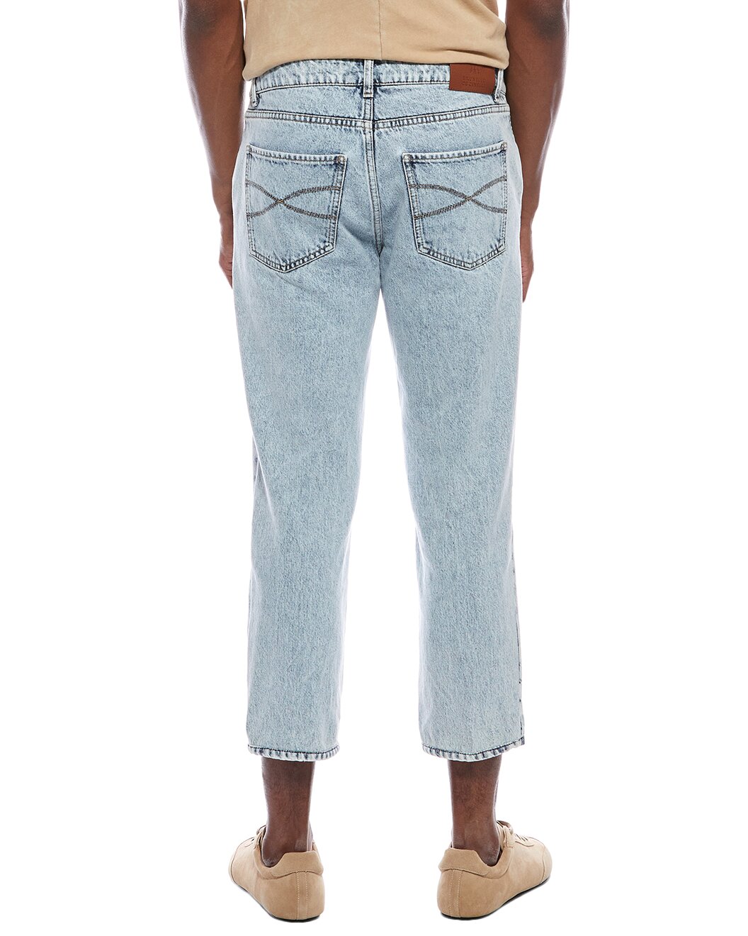 BRUNELLO CUCINELLI MEN'S LIGHT WASH CROPPED DENIM TROUSERS