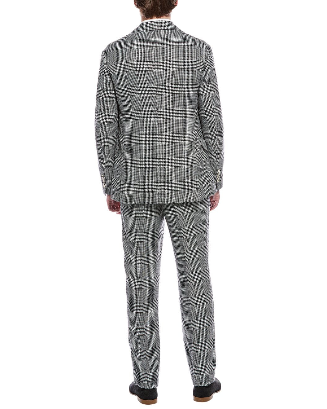 BRUNELLO CUCINELLI MEN'S GRAY PLAID CHECKERED SUIT