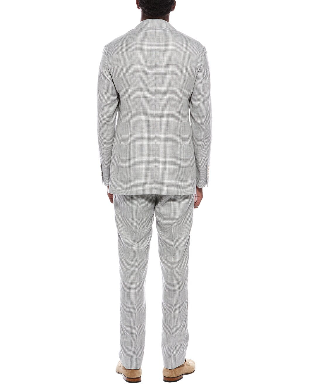 BRUNELLO CUCINELLI MEN'S LIGHT GREY DOUBLE-BREASTED SUIT