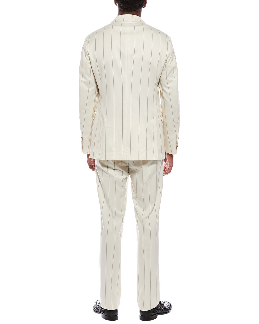 BRUNELLO CUCINELLI MEN'S CREAM PINSTRIPE TAILORED SUIT