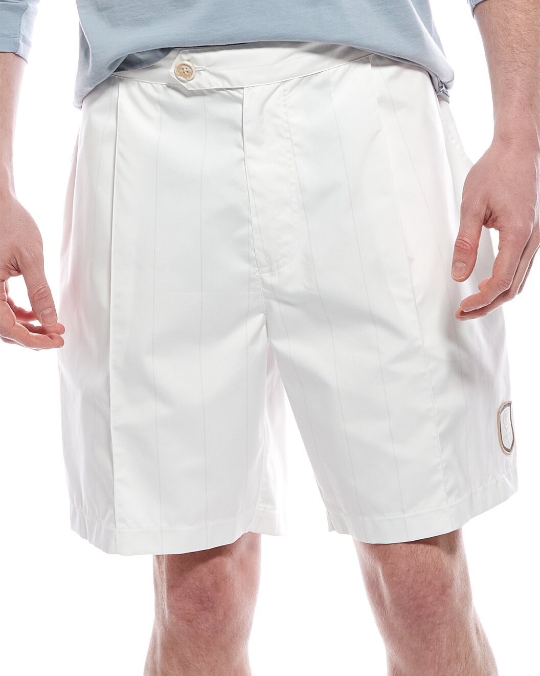 BRUNELLO CUCINELLI MEN'S WHITE PLEATED TAILORED SHORTS