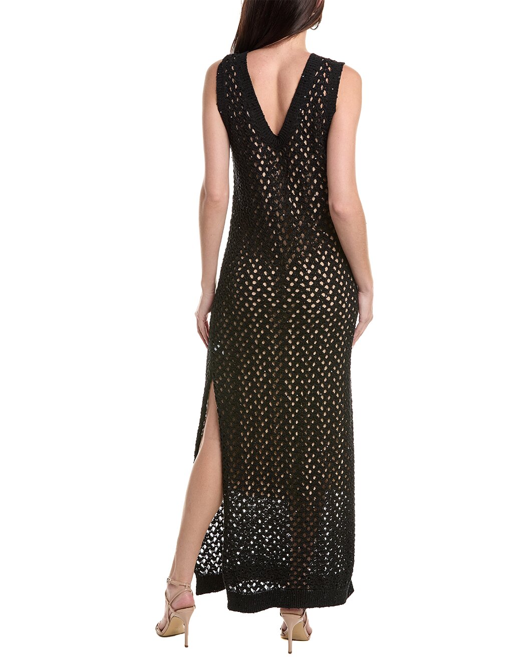BRUNELLO CUCINELLI WOMEN'S BLACK CROCHET SLEEVELESS MAXI DRESS
