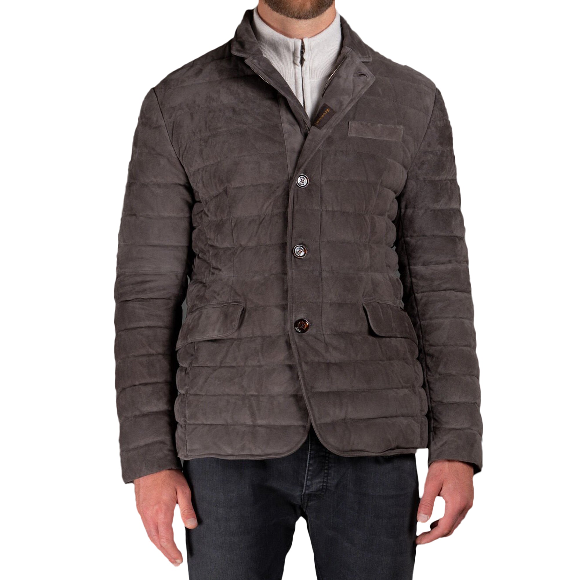 MOORER MEN'S SMOKE QUILTED BUTTON-UP JACKET
