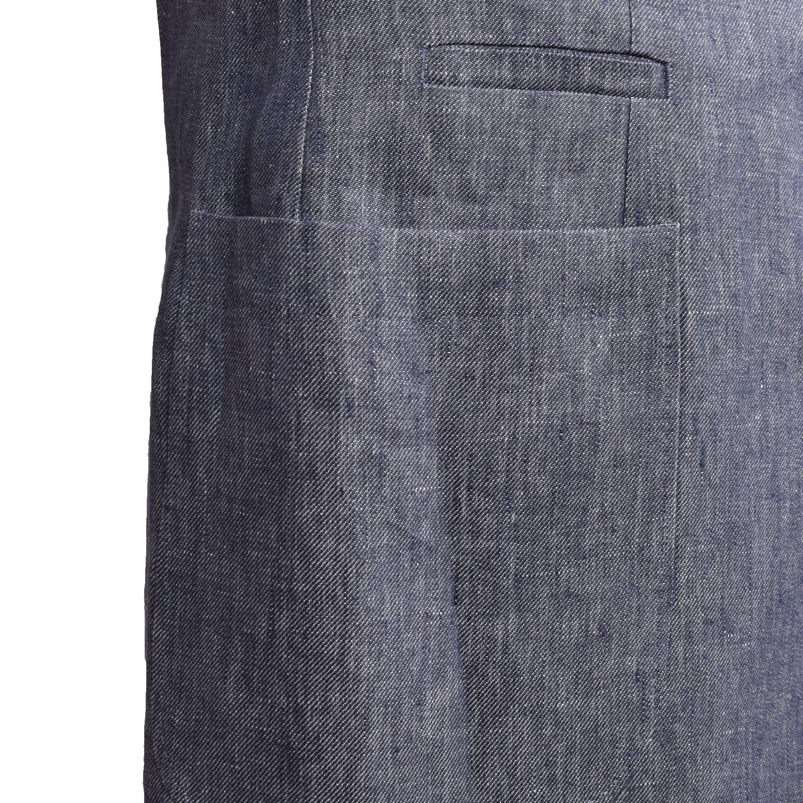 BRUNELLO CUCINELLI MEN'S DENIM BLUE LINEN THREE-BUTTON SUIT