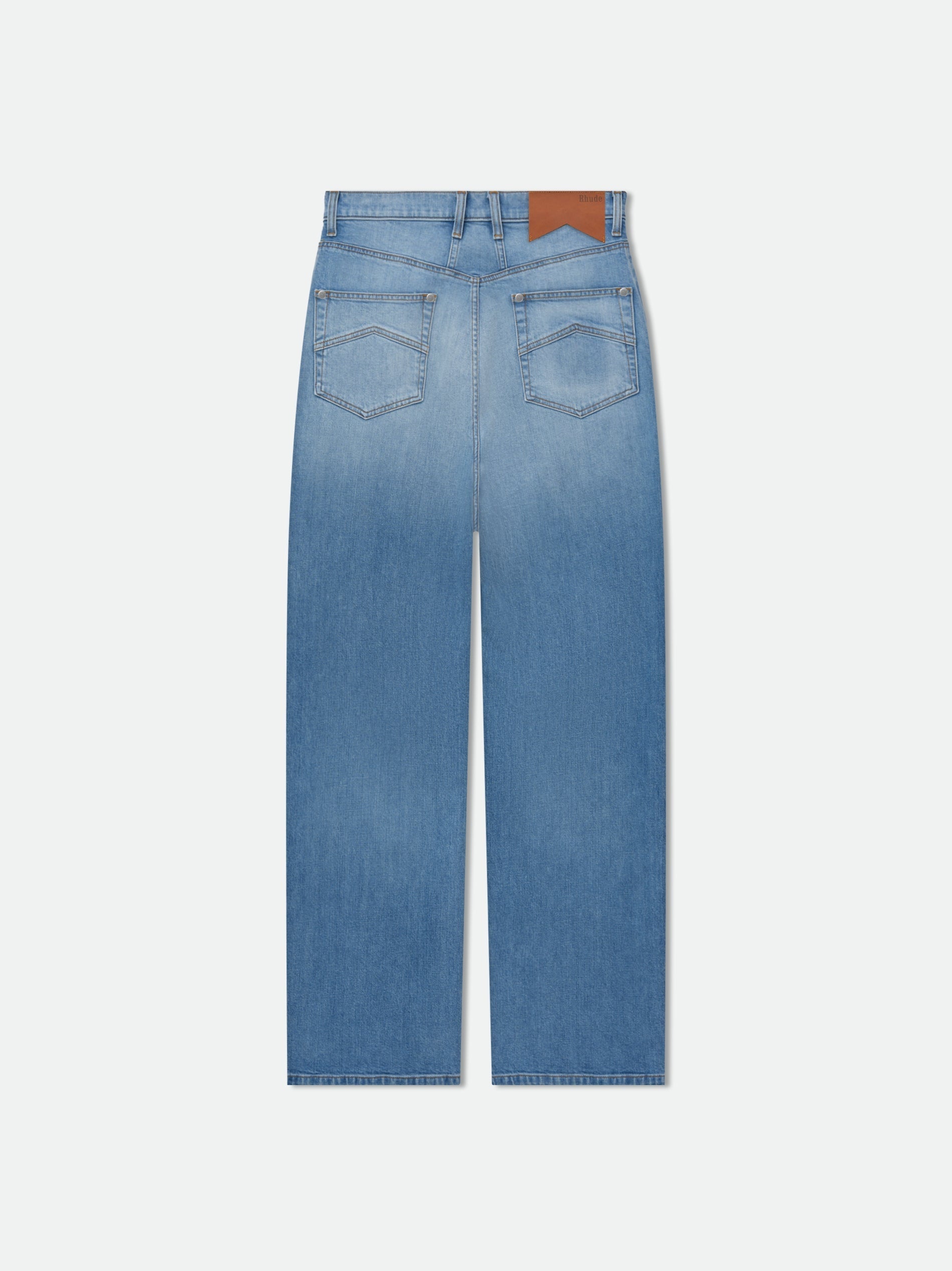 RHUDE MEN'S BLUE WIDE-LEG DENIM TROUSERS