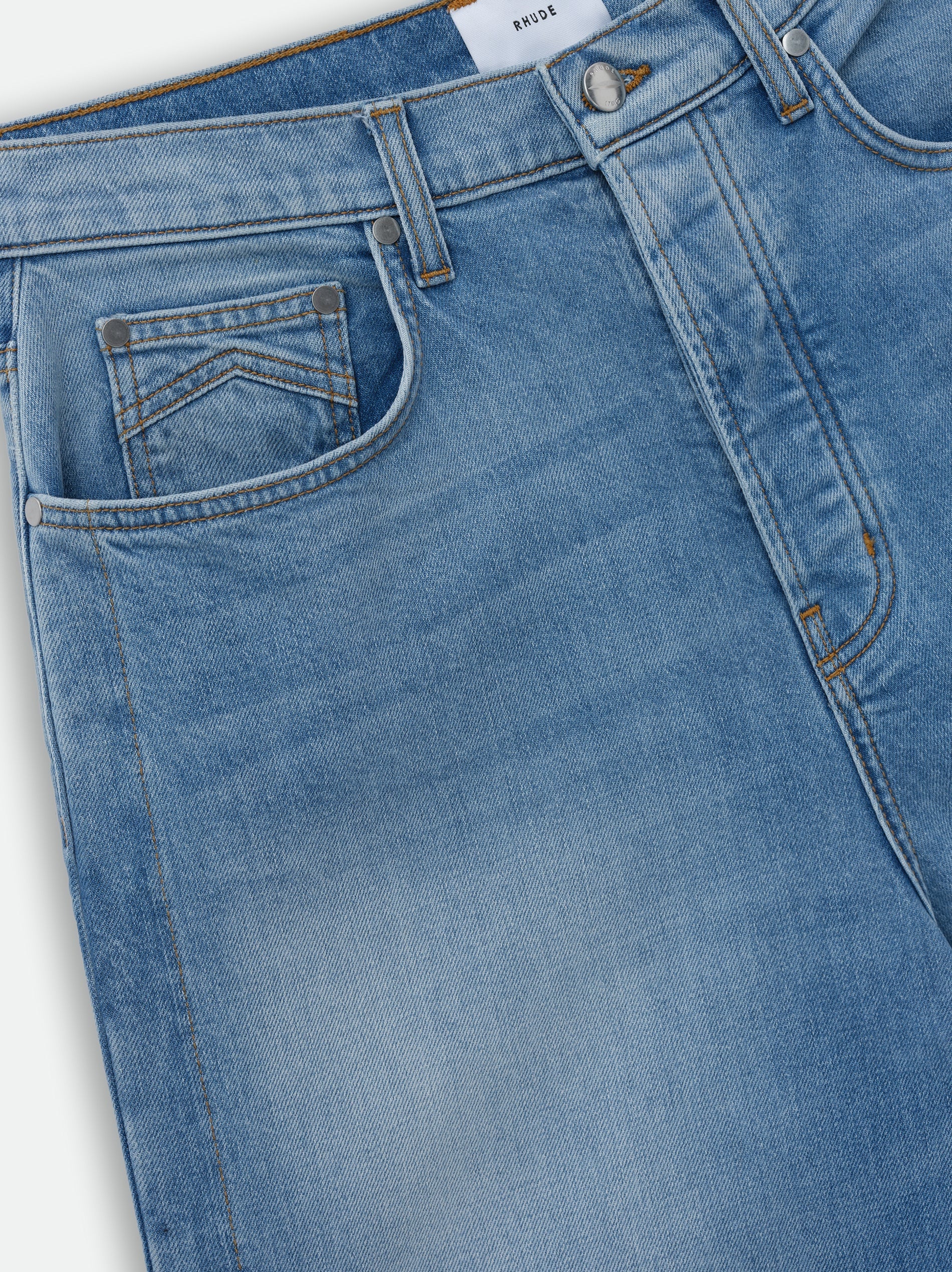 RHUDE MEN'S BLUE WIDE-LEG DENIM TROUSERS