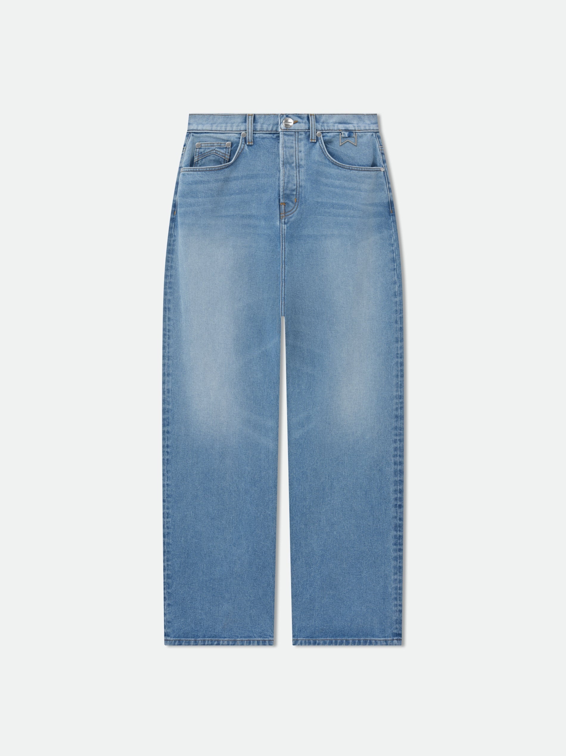 RHUDE MEN'S BLUE WIDE-LEG DENIM TROUSERS