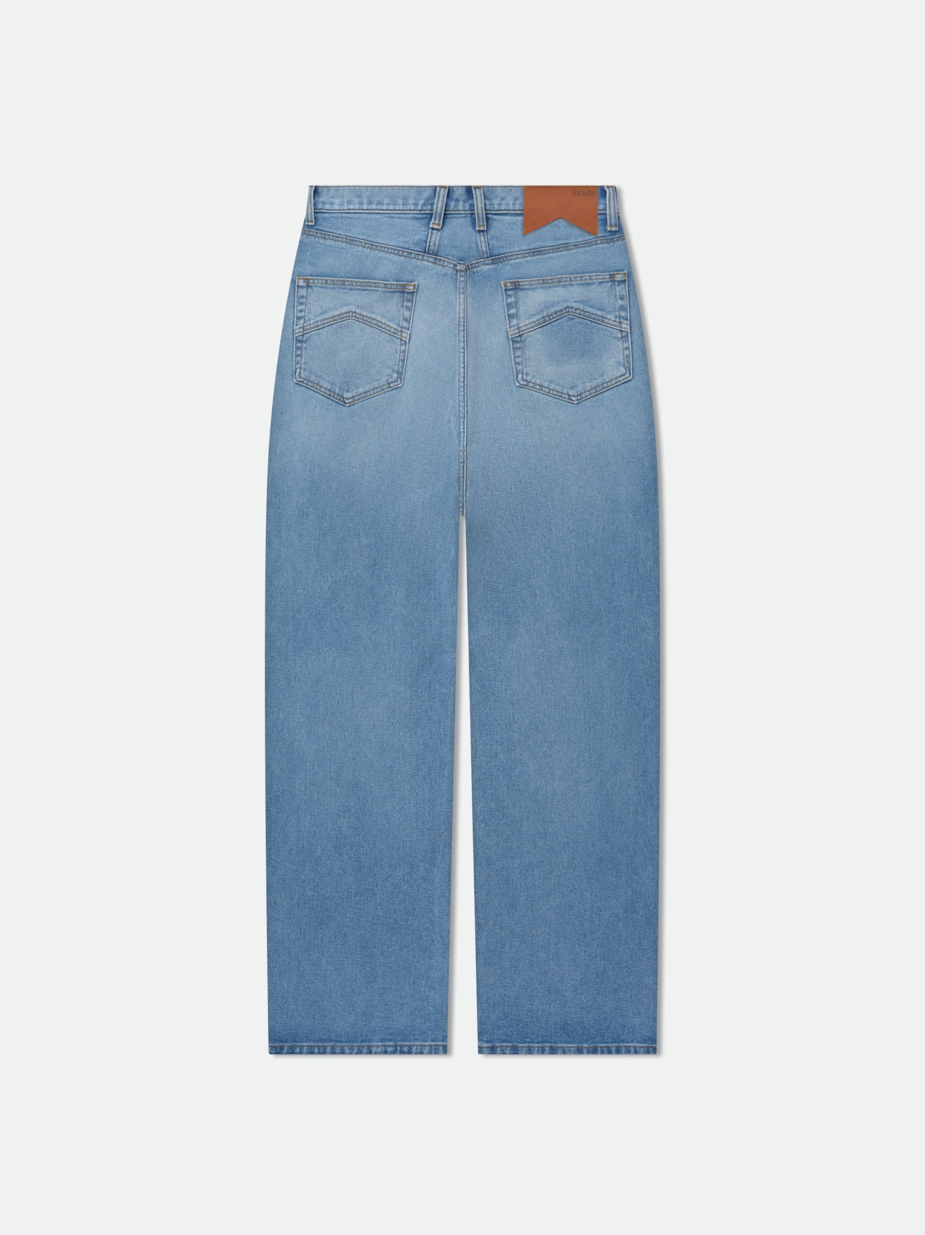 RHUDE MEN'S BLUE WIDE-LEG DENIM TROUSERS