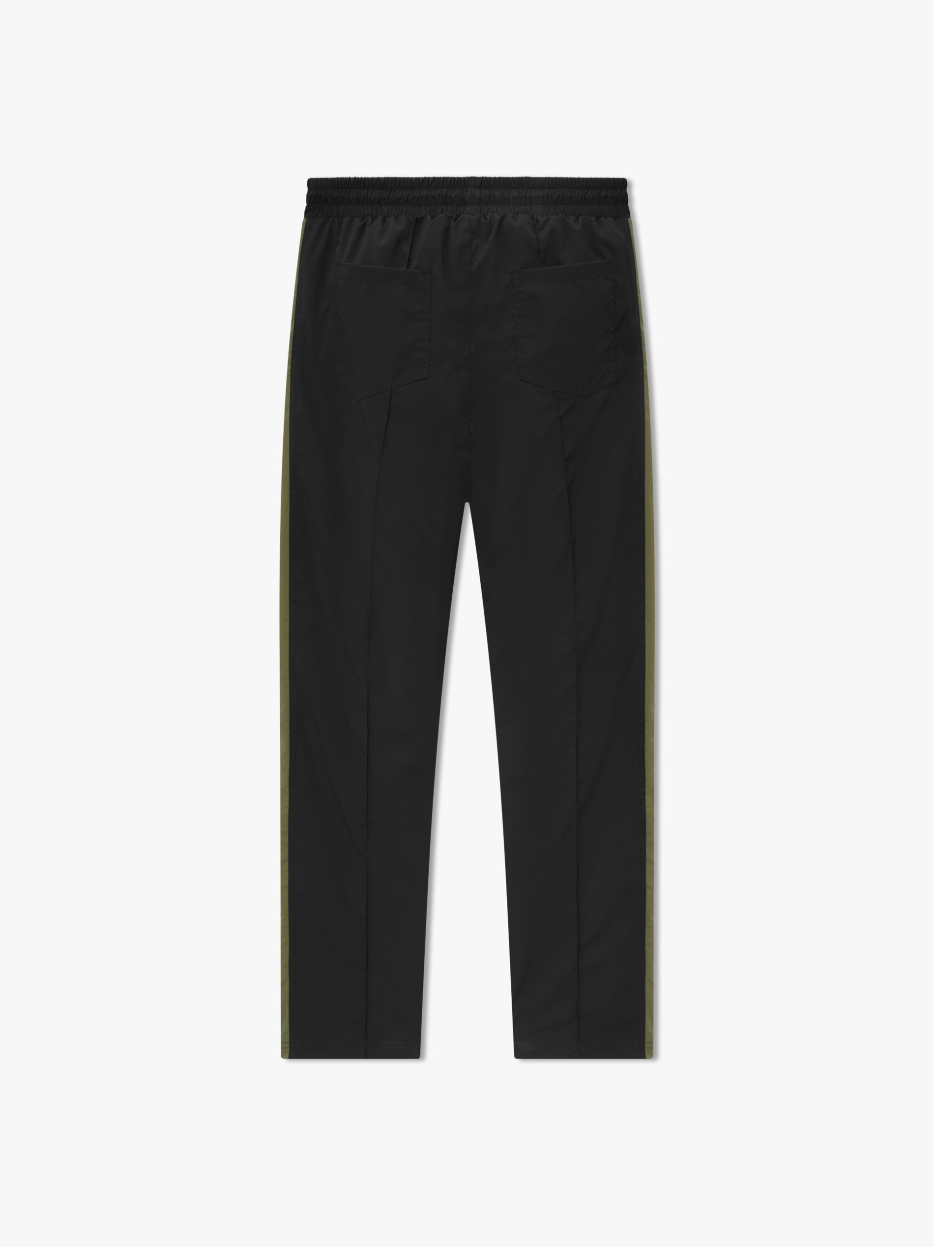 RHUDE MEN'S BLACK OLIVE TRACK PANTS WITH STRIPES
