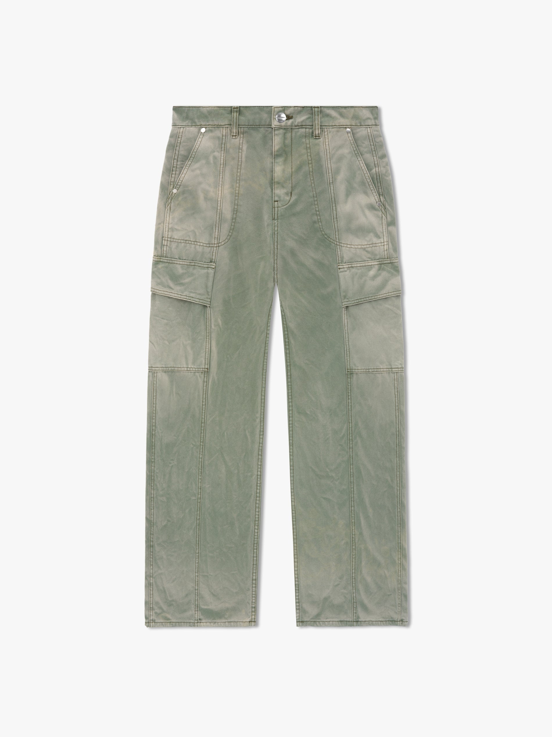 RHUDE MEN'S SAGE GREEN CANVAS CARGO TROUSERS