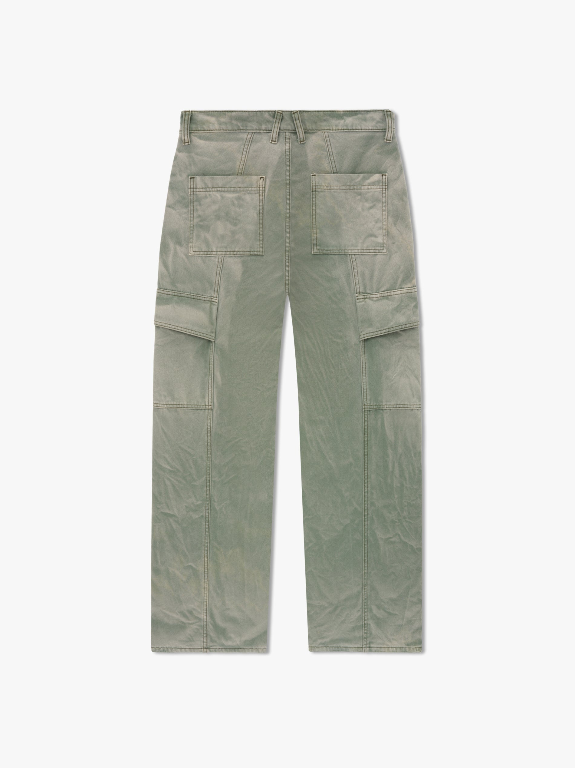 RHUDE MEN'S SAGE GREEN CANVAS CARGO TROUSERS