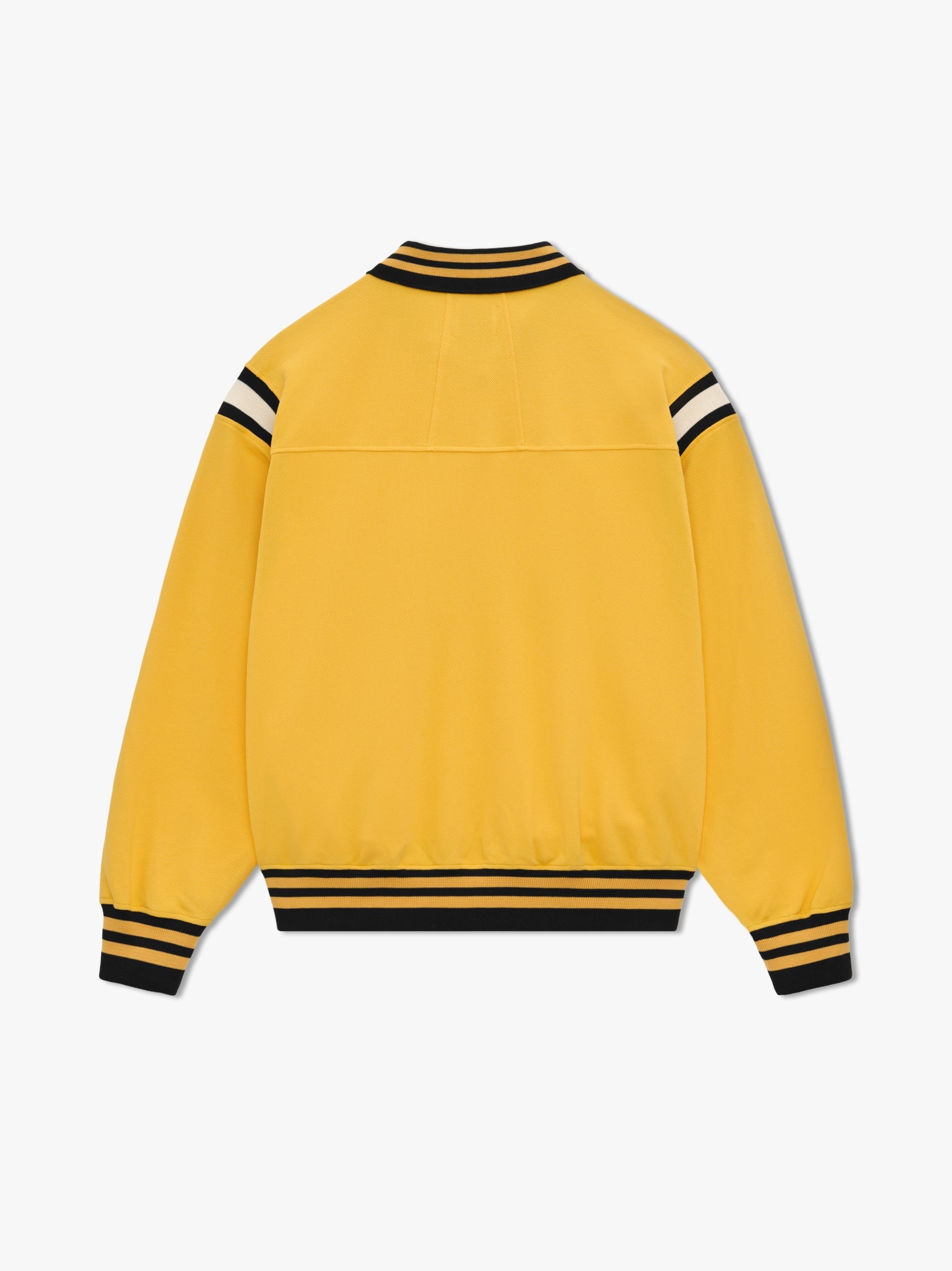 RHUDE MEN'S YELLOW BLACK LONG SLEEVE POLO SHIRT