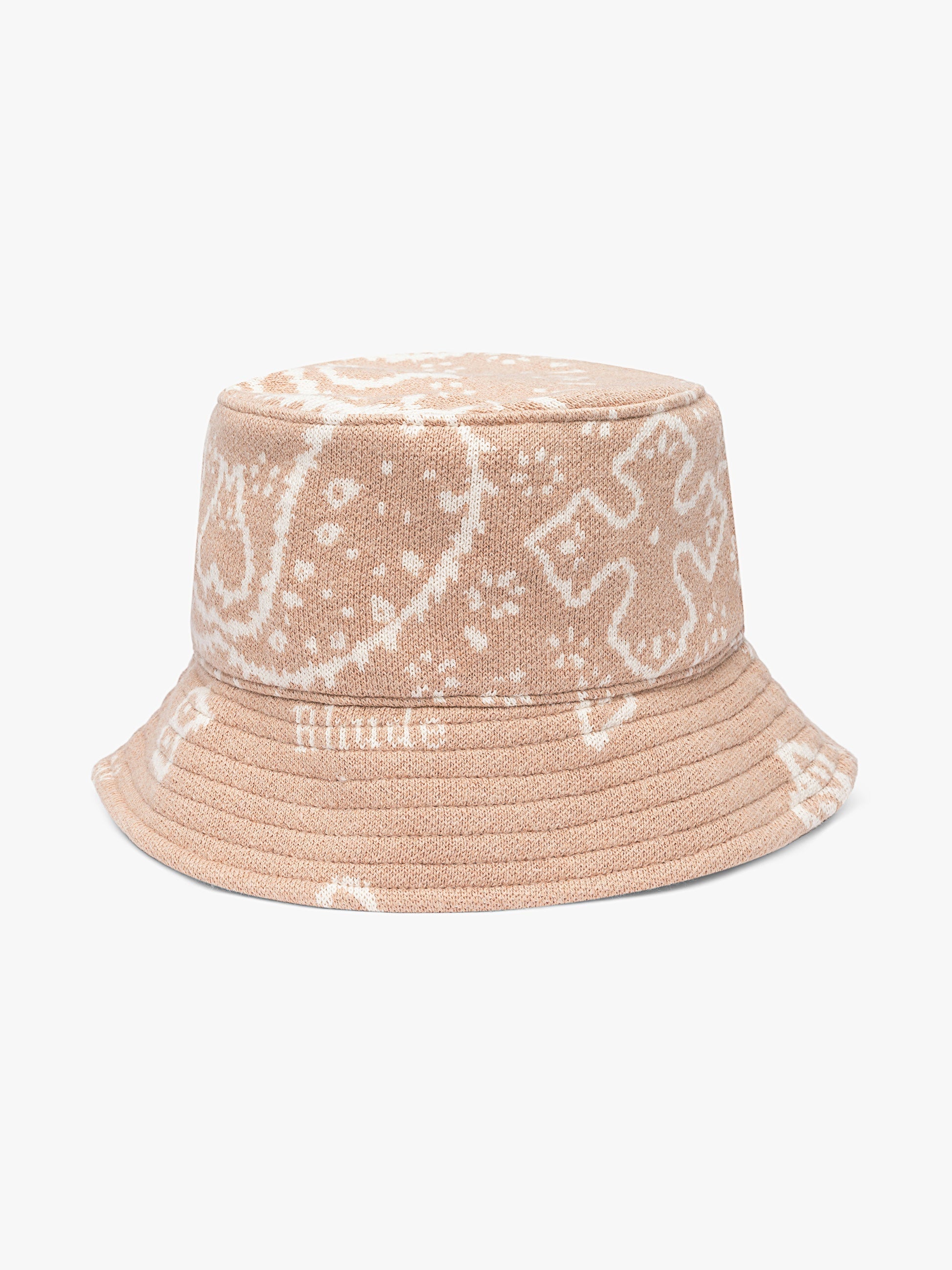RHUDE MEN'S BEIGE CASHMERE KNIT BUCKET HAT