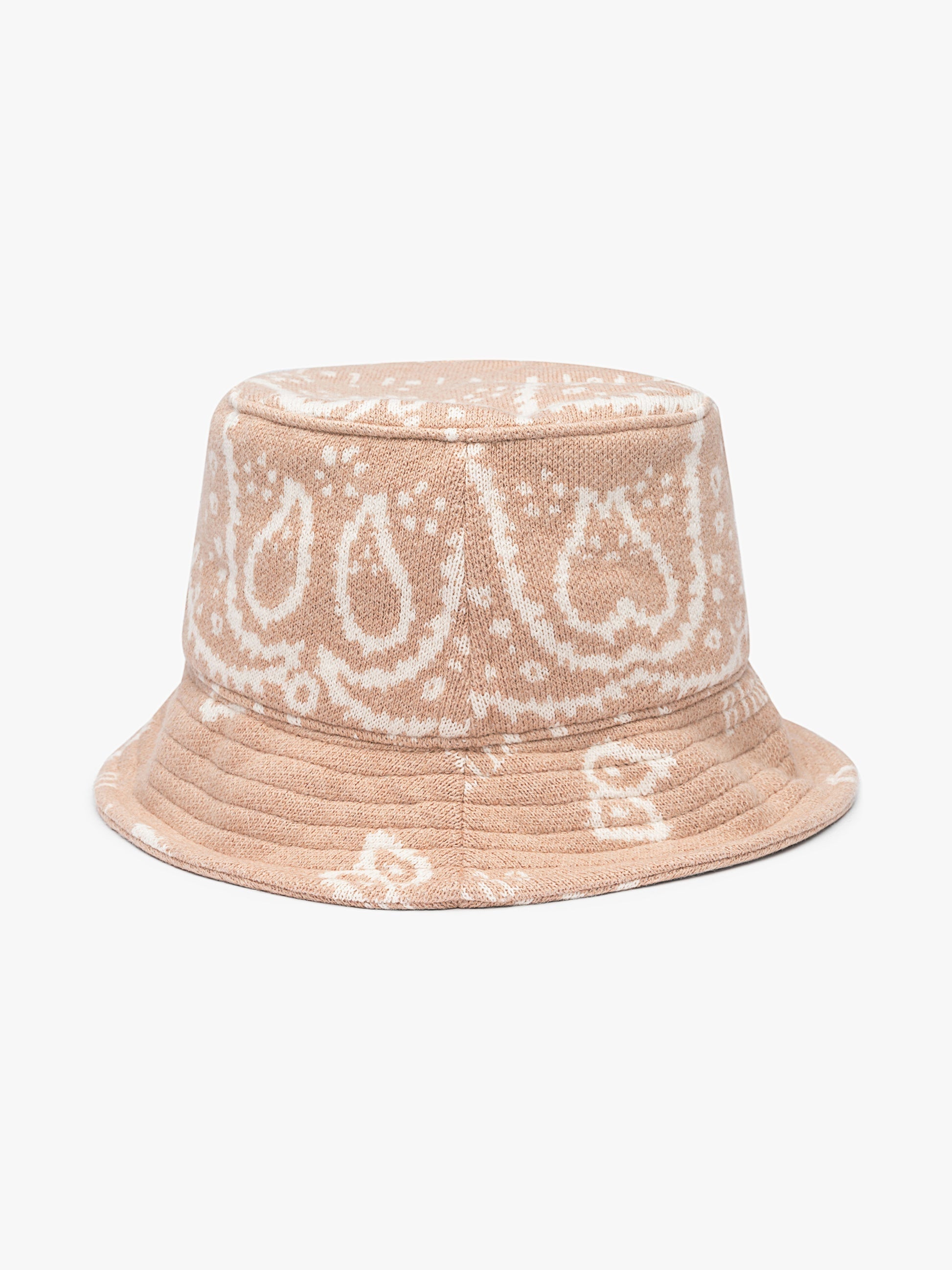 RHUDE MEN'S BEIGE CASHMERE KNIT BUCKET HAT