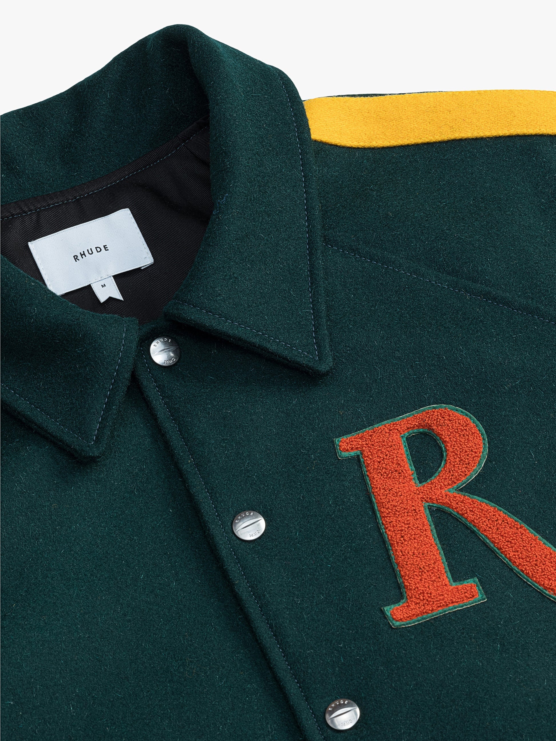 RHUDE UNISEX'S GREEN VARSITY RAGLAN JACKET