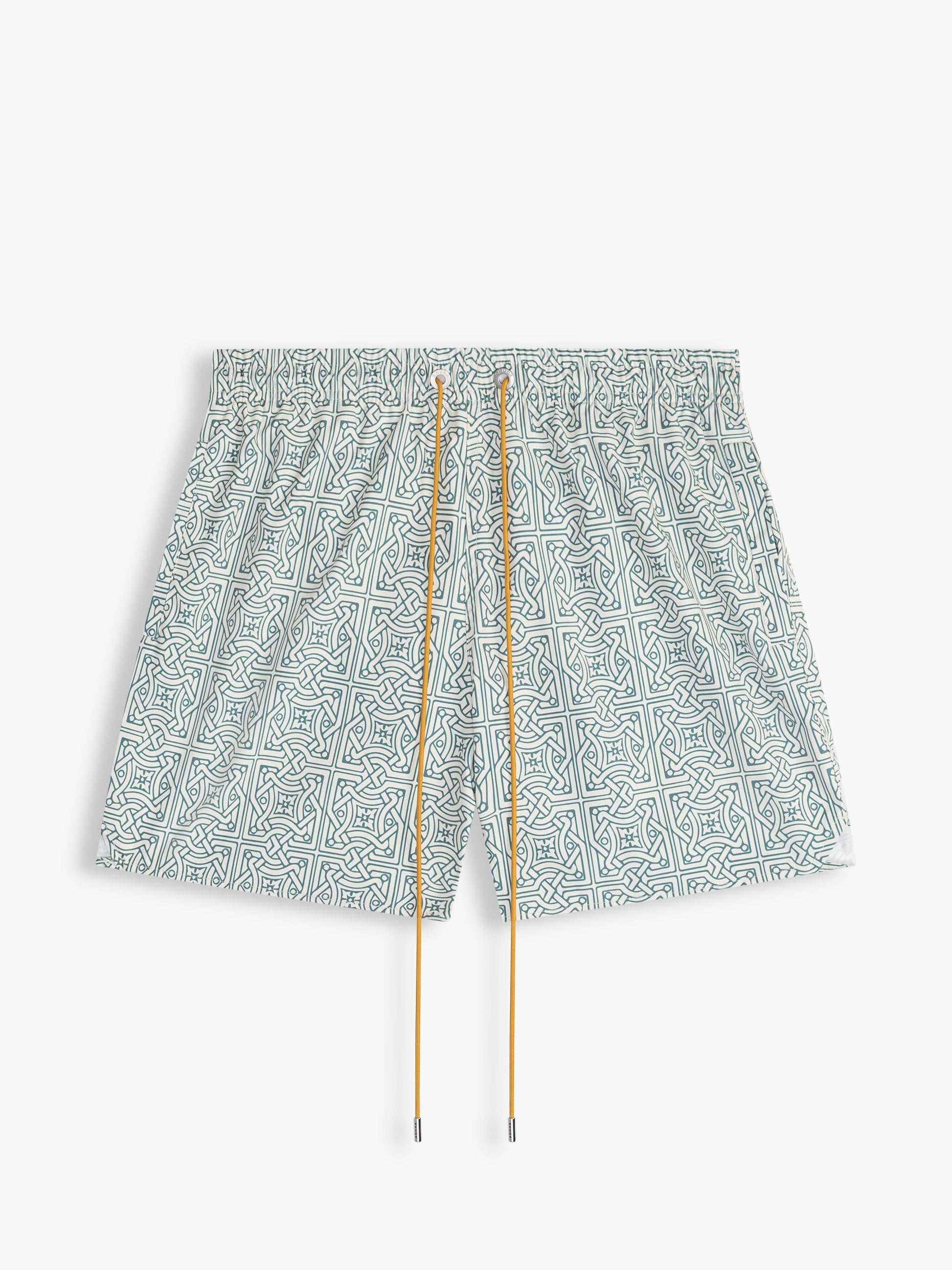 RHUDE MEN'S WHITE PATTERNED DRAWSTRING SHORTS
