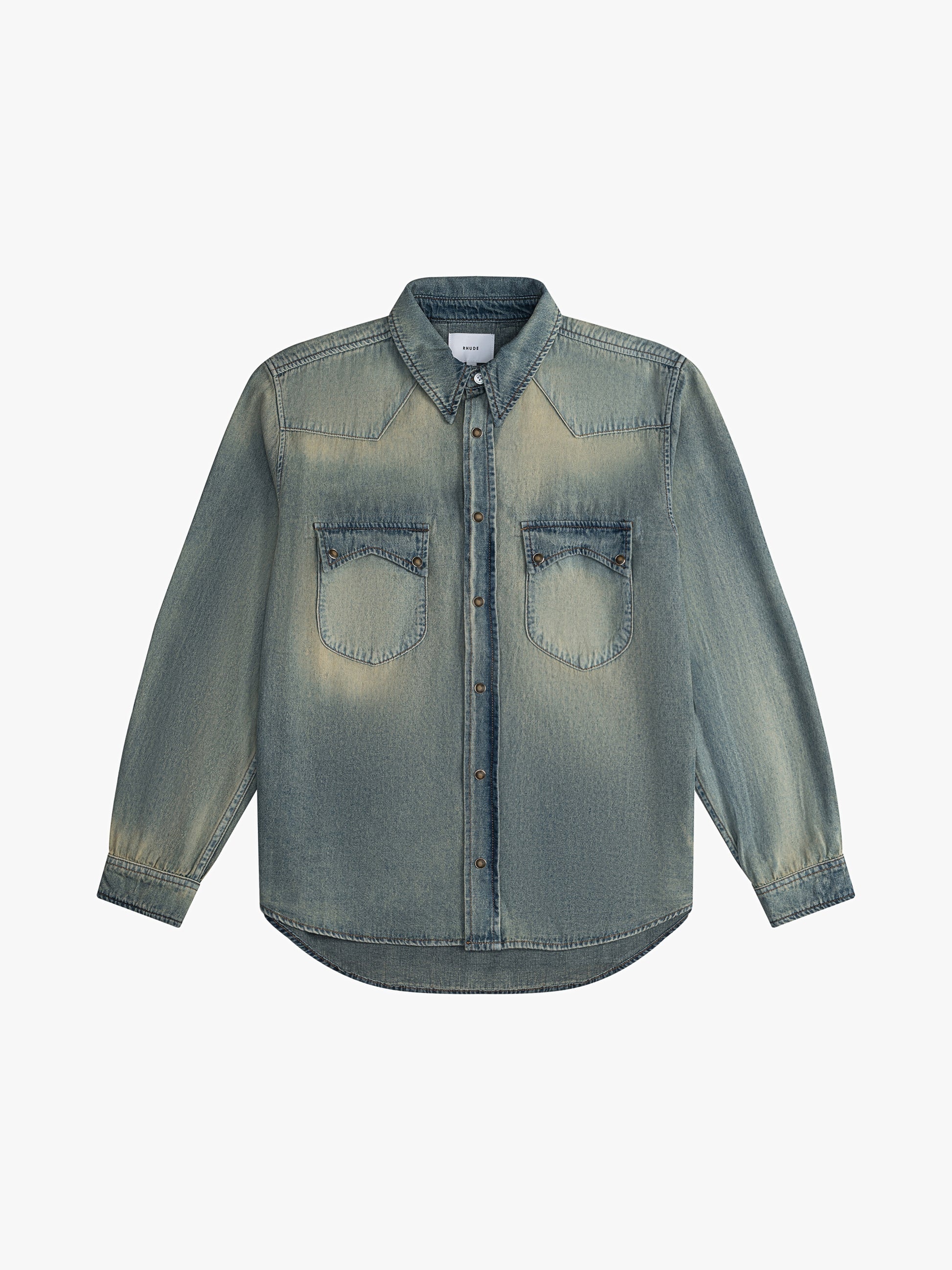 RHUDE MEN'S DARK INDIGO DENIM WESTERN SHIRT
