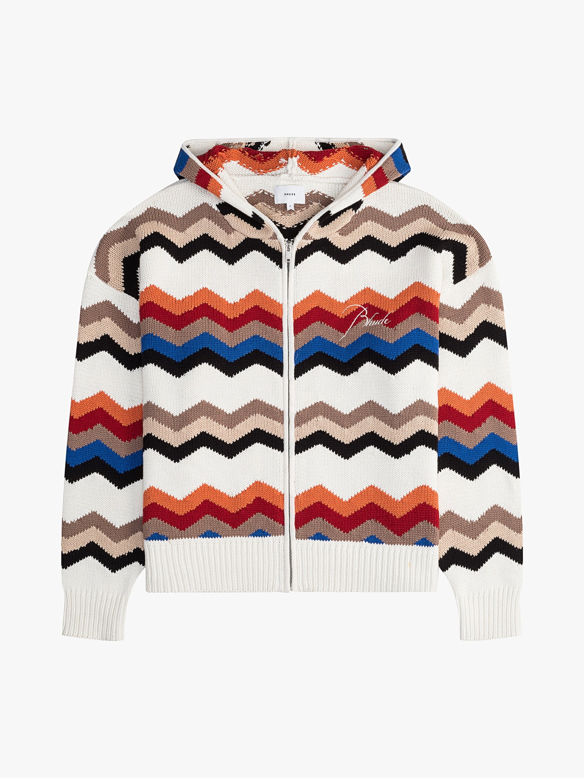 RHUDE MEN'S MULTICOLOR CASHMERE KNIT ZIP-UP HOODIE