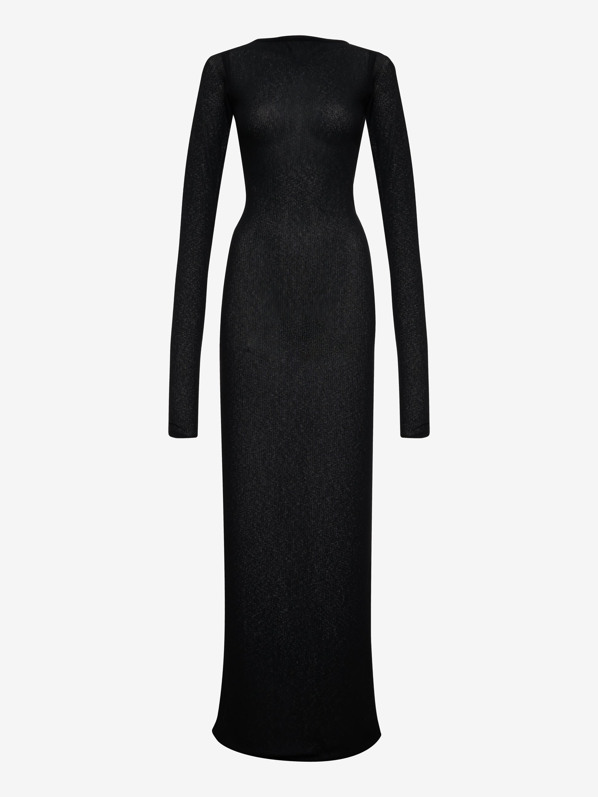 RHUDE WOMEN'S BLACK SHEER KNIT JERSEY DRESS