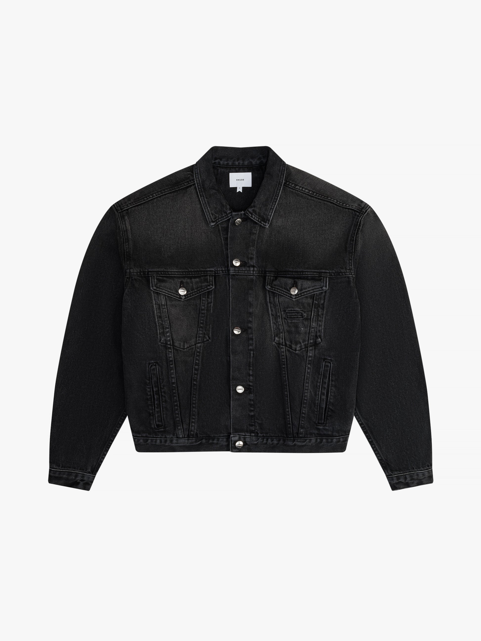 RHUDE WOMEN'S BLACK OVERSIZED DENIM TRUCKER JACKET