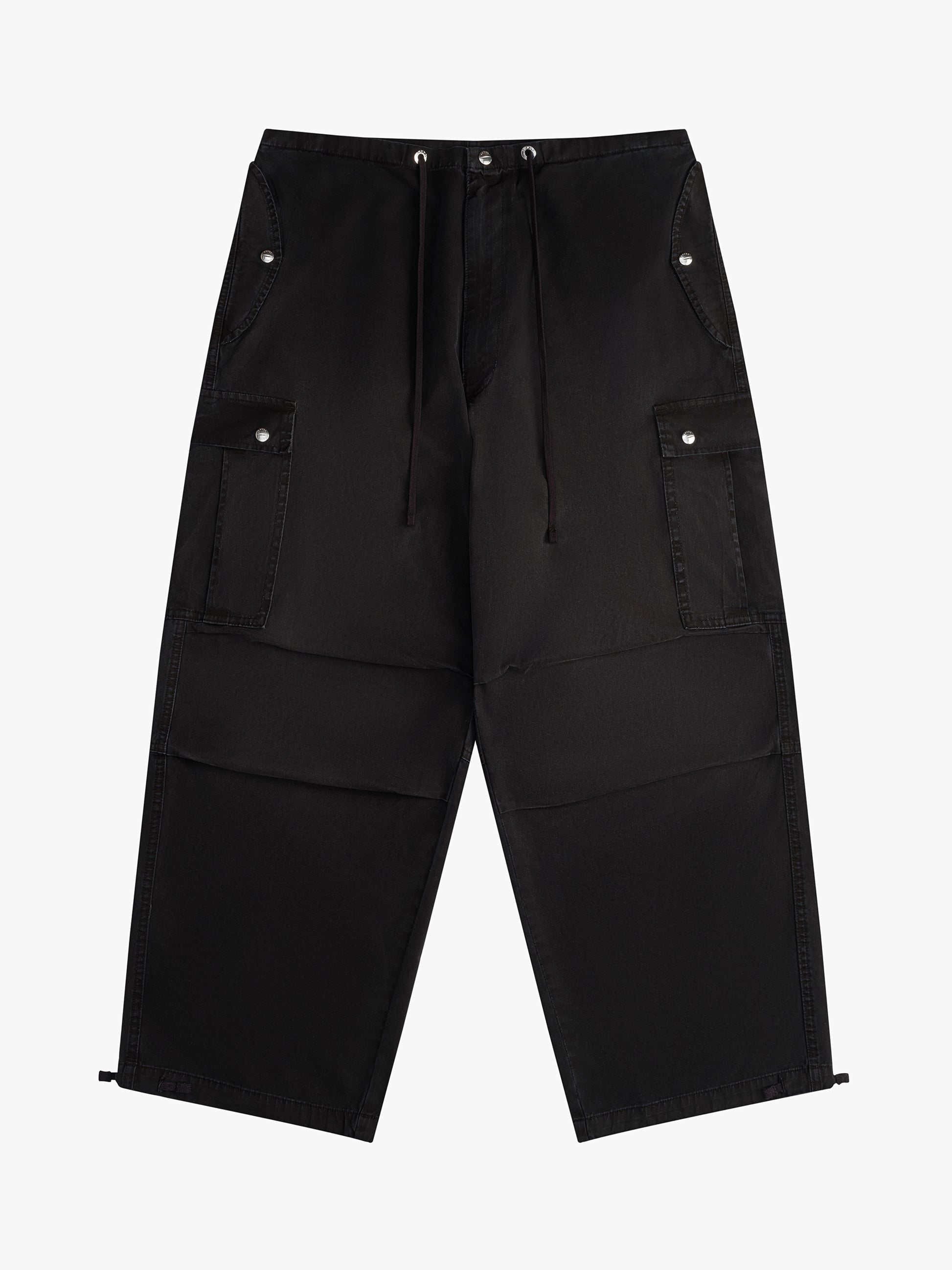 RHUDE WOMEN'S BLACK PARACHUTE TROUSERS WITH POCKETS