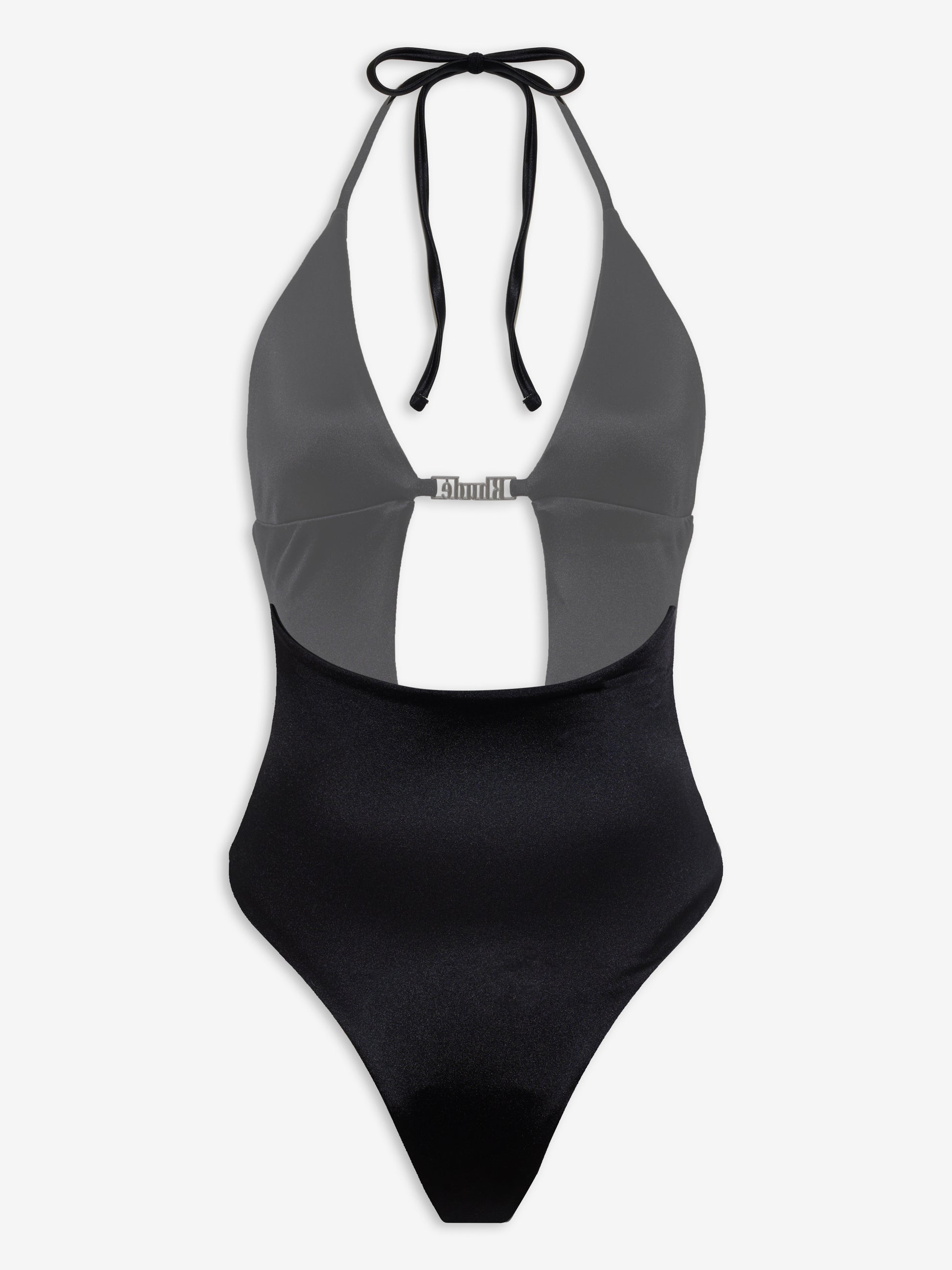 RHUDE WOMEN'S METALLIC BLACK CUTOUT ONE-PIECE SWIMSUIT