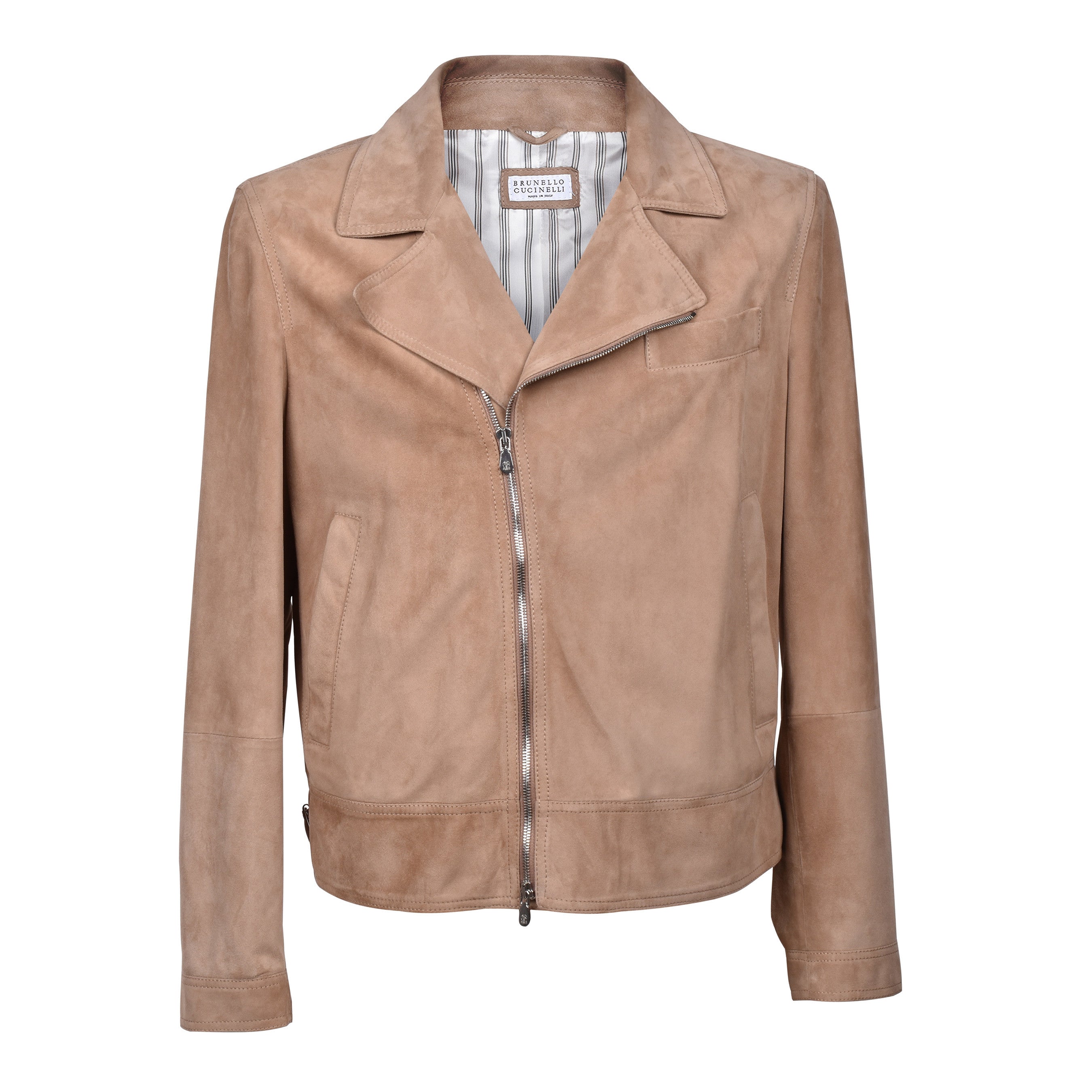 BRUNELLO CUCINELLI MEN'S 100% GENUINE SUEDE BIKER STYLE ZIP UP JACKET