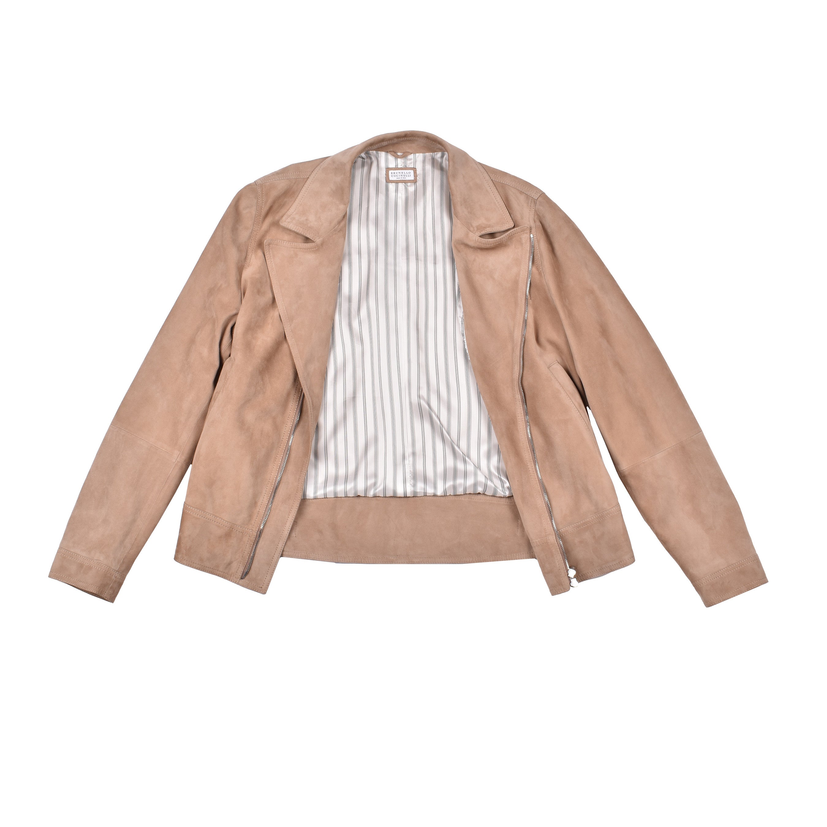 BRUNELLO CUCINELLI MEN'S 100% GENUINE SUEDE BIKER STYLE ZIP UP JACKET