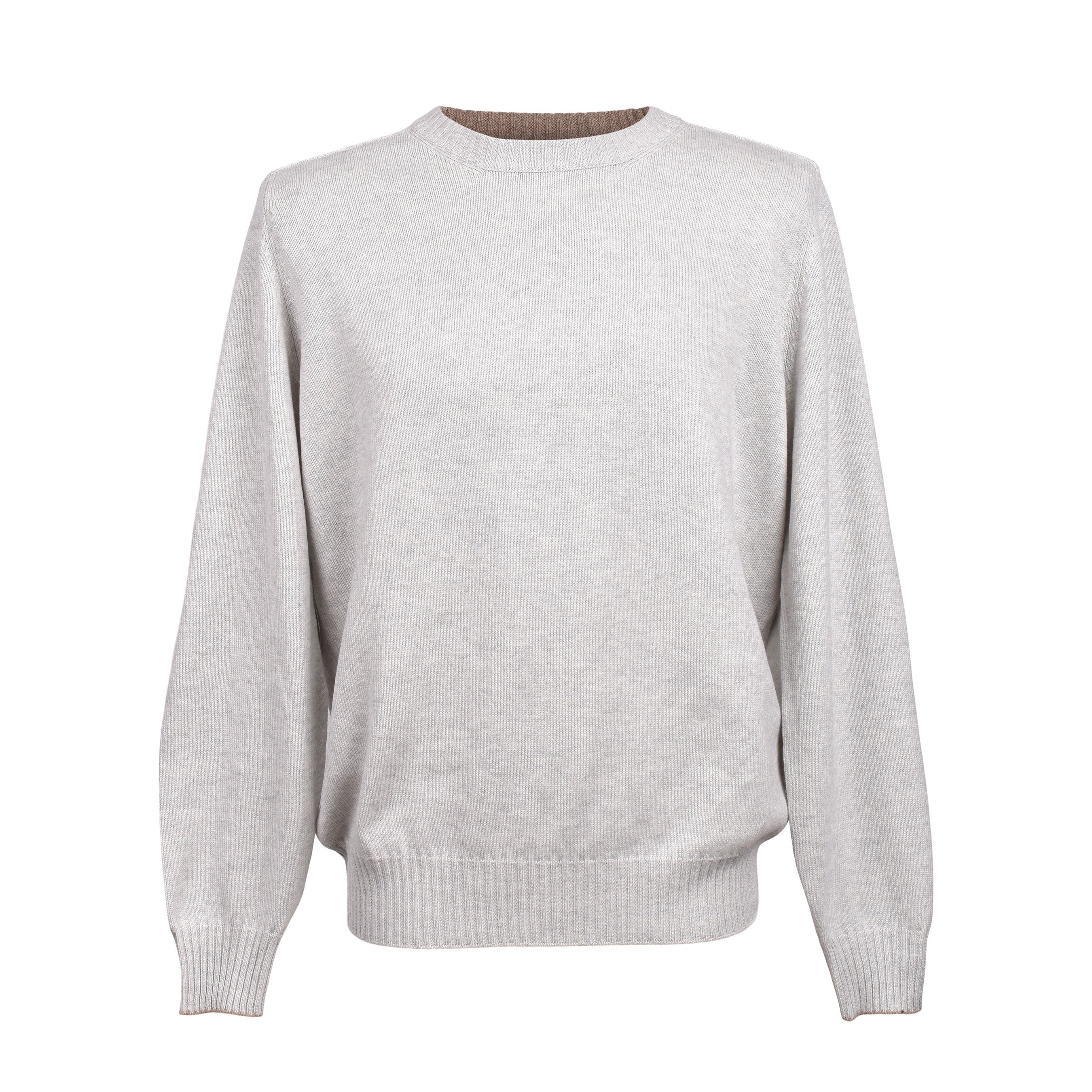 BRUNELLO CUCINELLI MEN'S FOG CASHMERE CREW NECK SWEATER