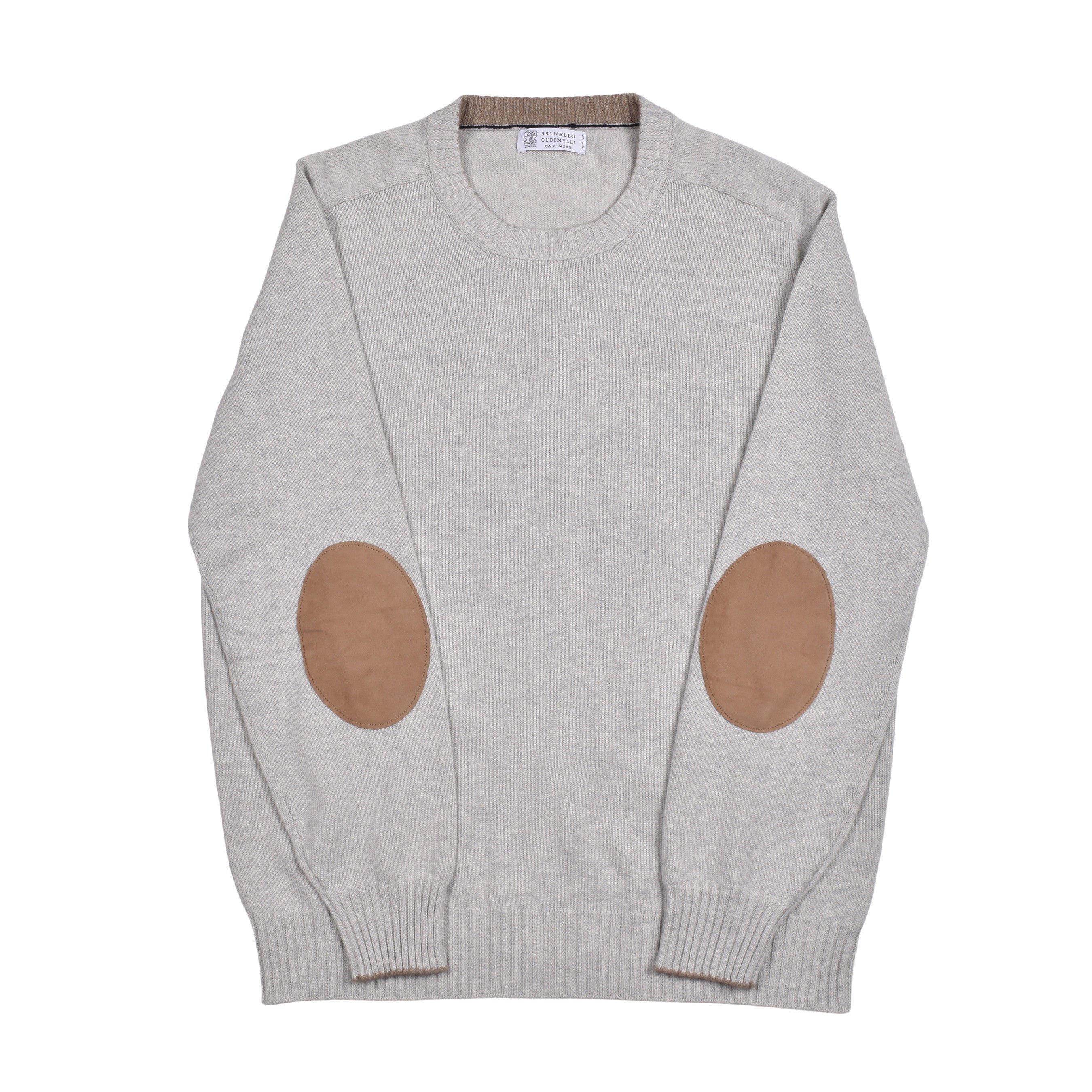 BRUNELLO CUCINELLI MEN'S FOG CASHMERE CREW NECK SWEATER