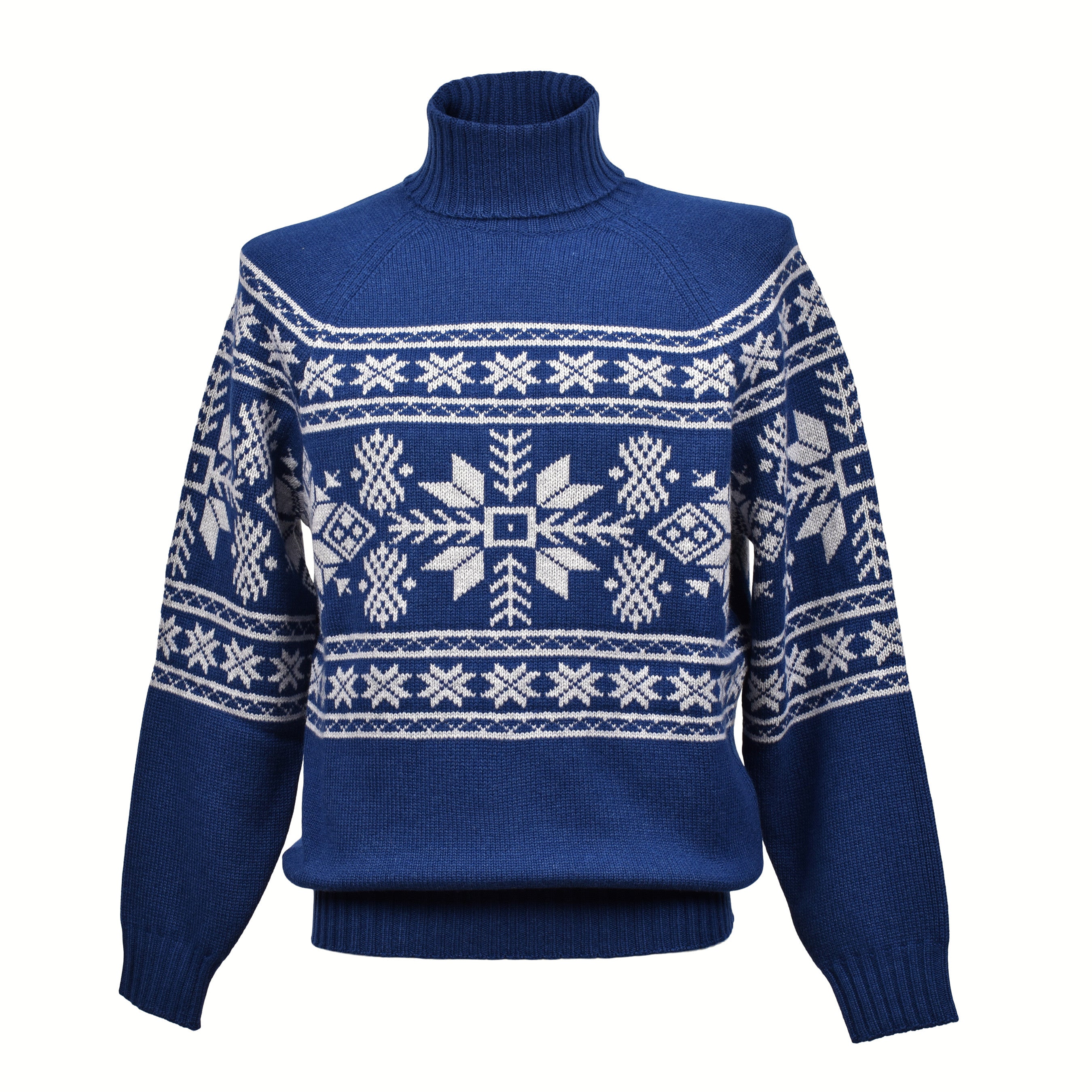 BRUNELLO CUCINELLI MEN'S BLUE CASHMERE PATTERNED TURTLENECK SWEATER