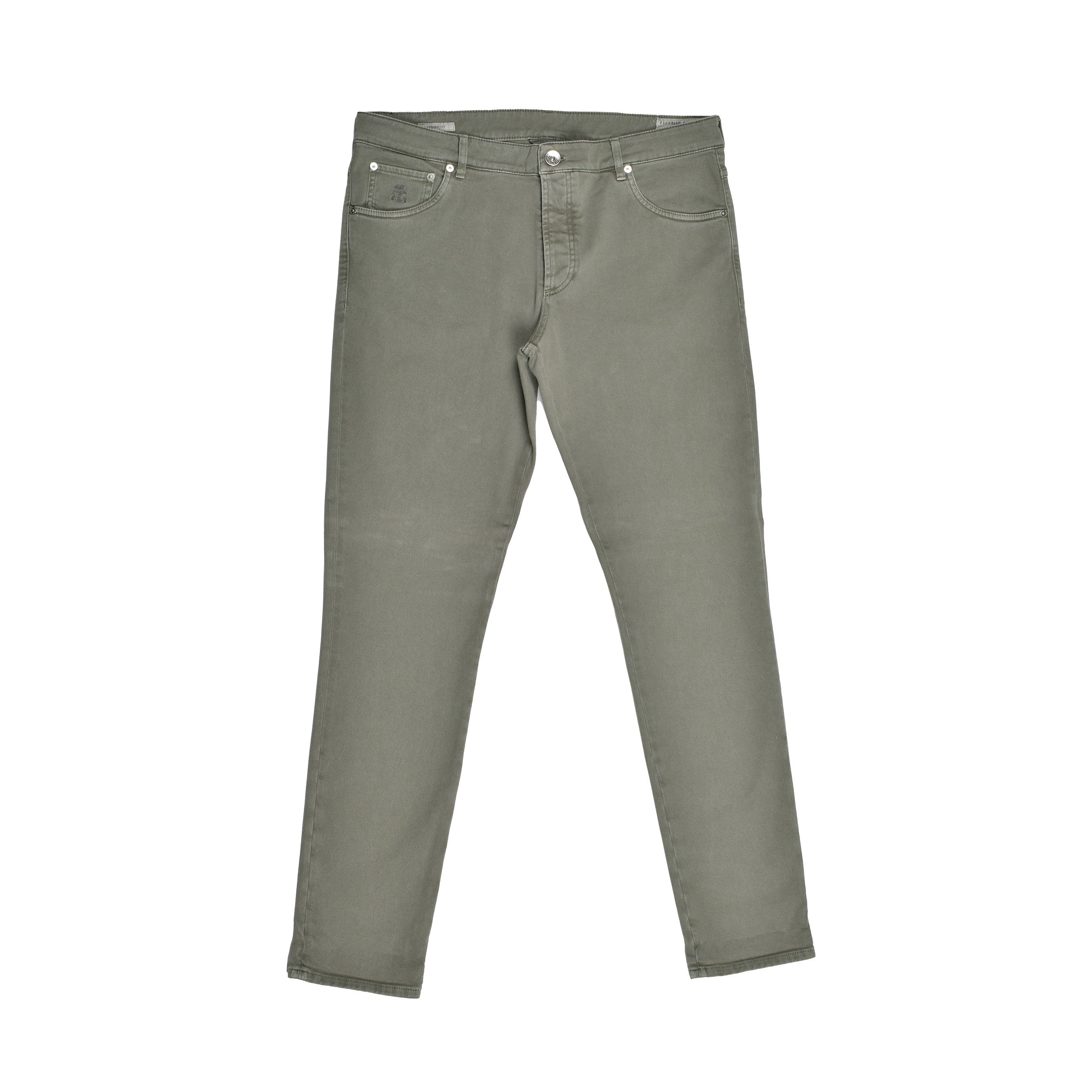BRUNELLO CUCINELLI MEN'S MILITARY GREEN SKINNY FIT JEANS