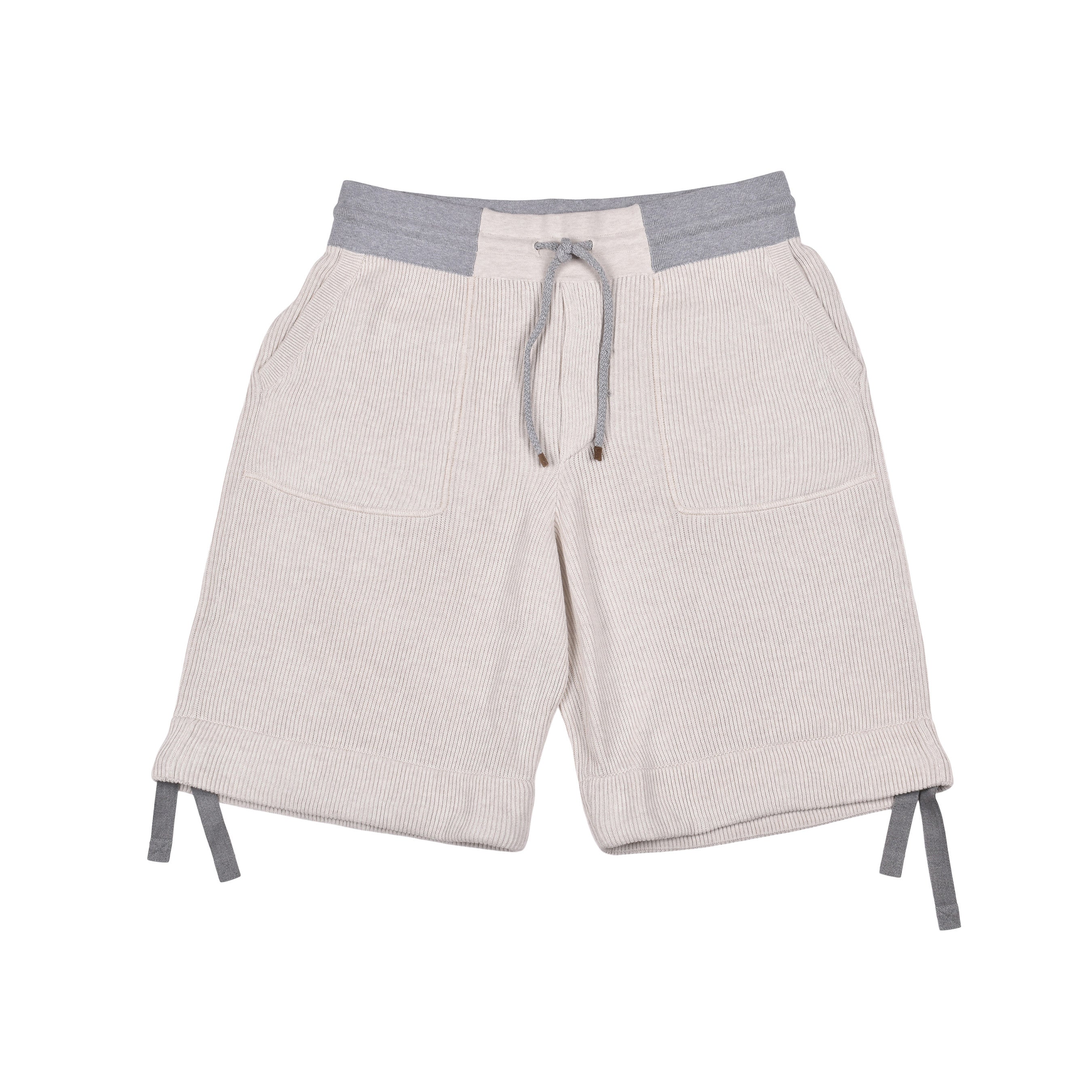BRUNELLO CUCINELLI MEN'S GRAY TWO-TONE KNIT SHORTS