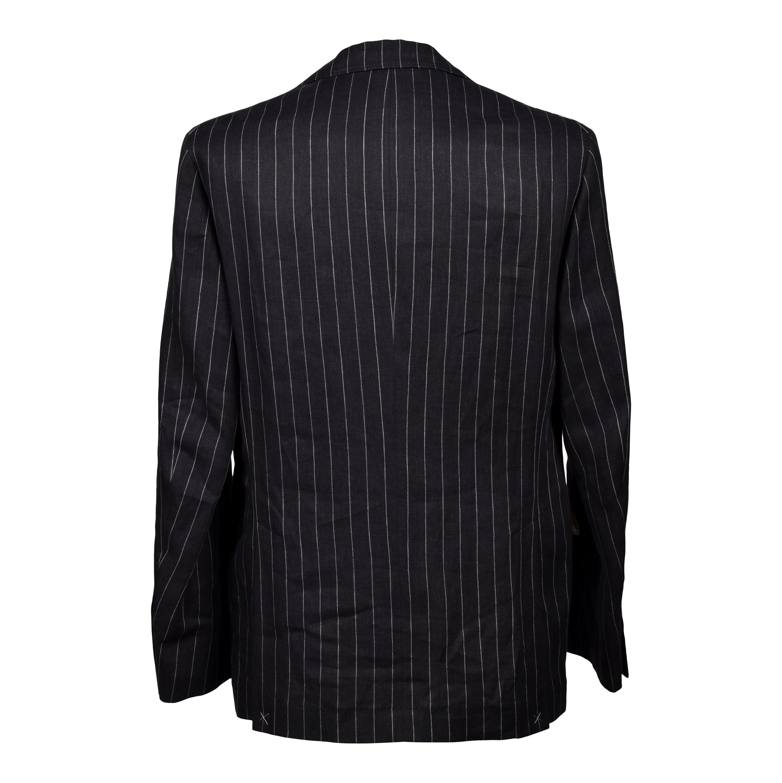 BRUNELLO CUCINELLI MEN'S BLACK LINEN STRIPED SUIT JACKET