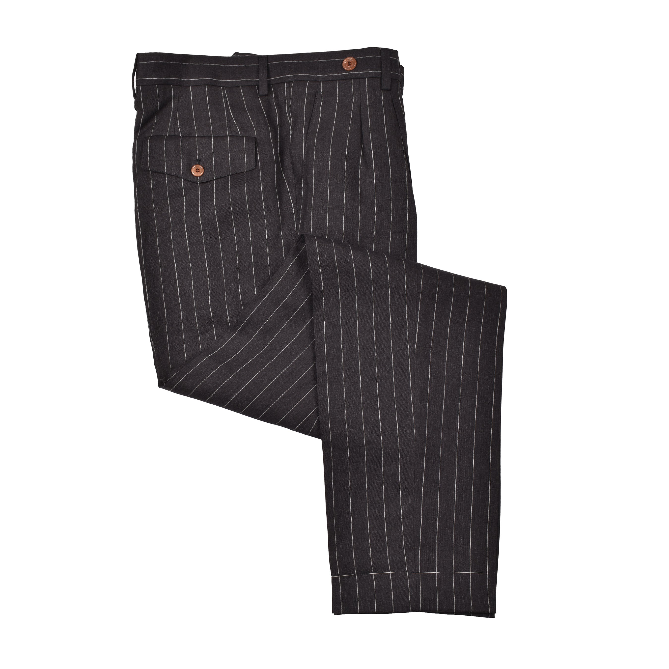 BRUNELLO CUCINELLI MEN'S BLACK LINEN STRIPED SUIT JACKET