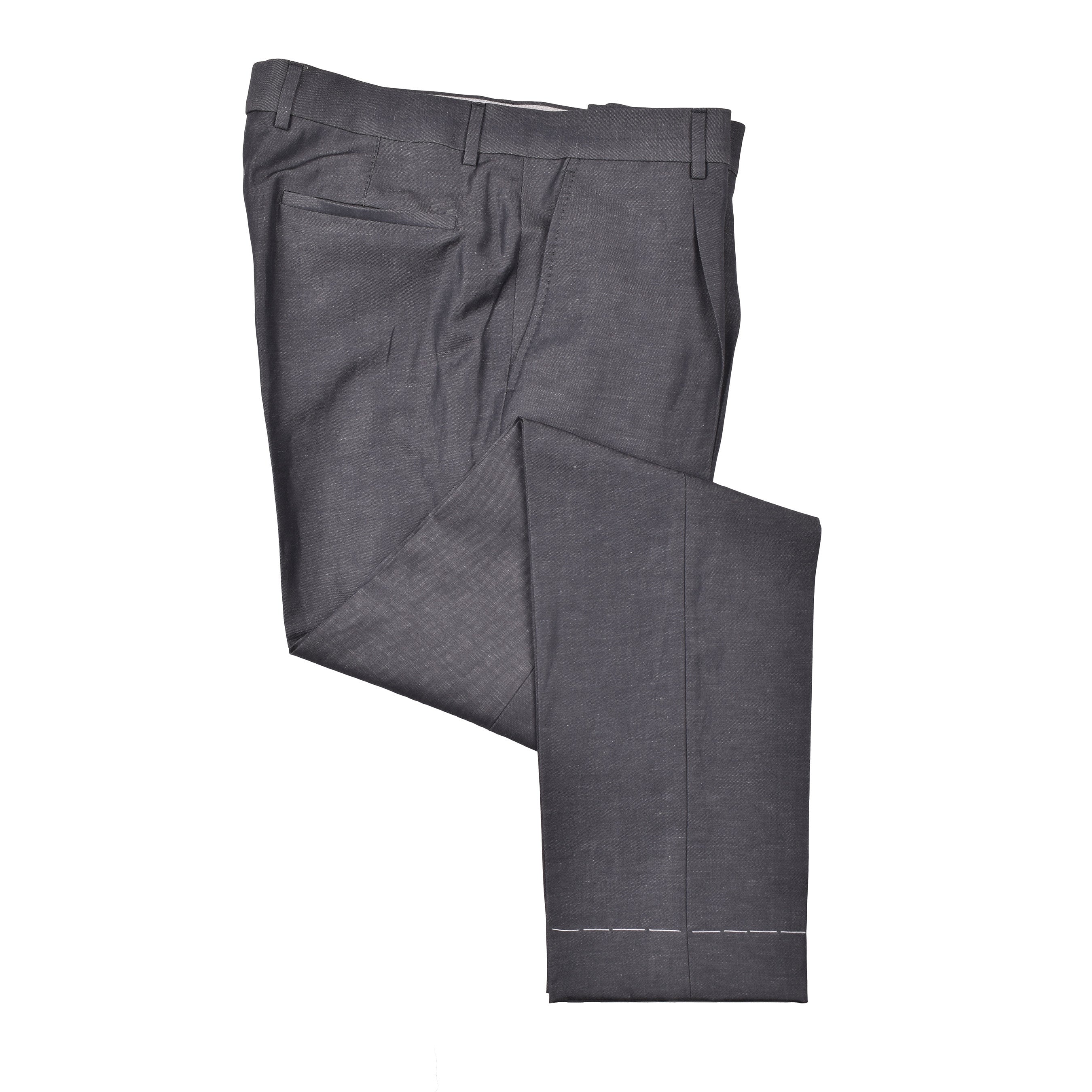 BRUNELLO CUCINELLI MEN'S GRAY WOOL LINEN BLEND SUIT